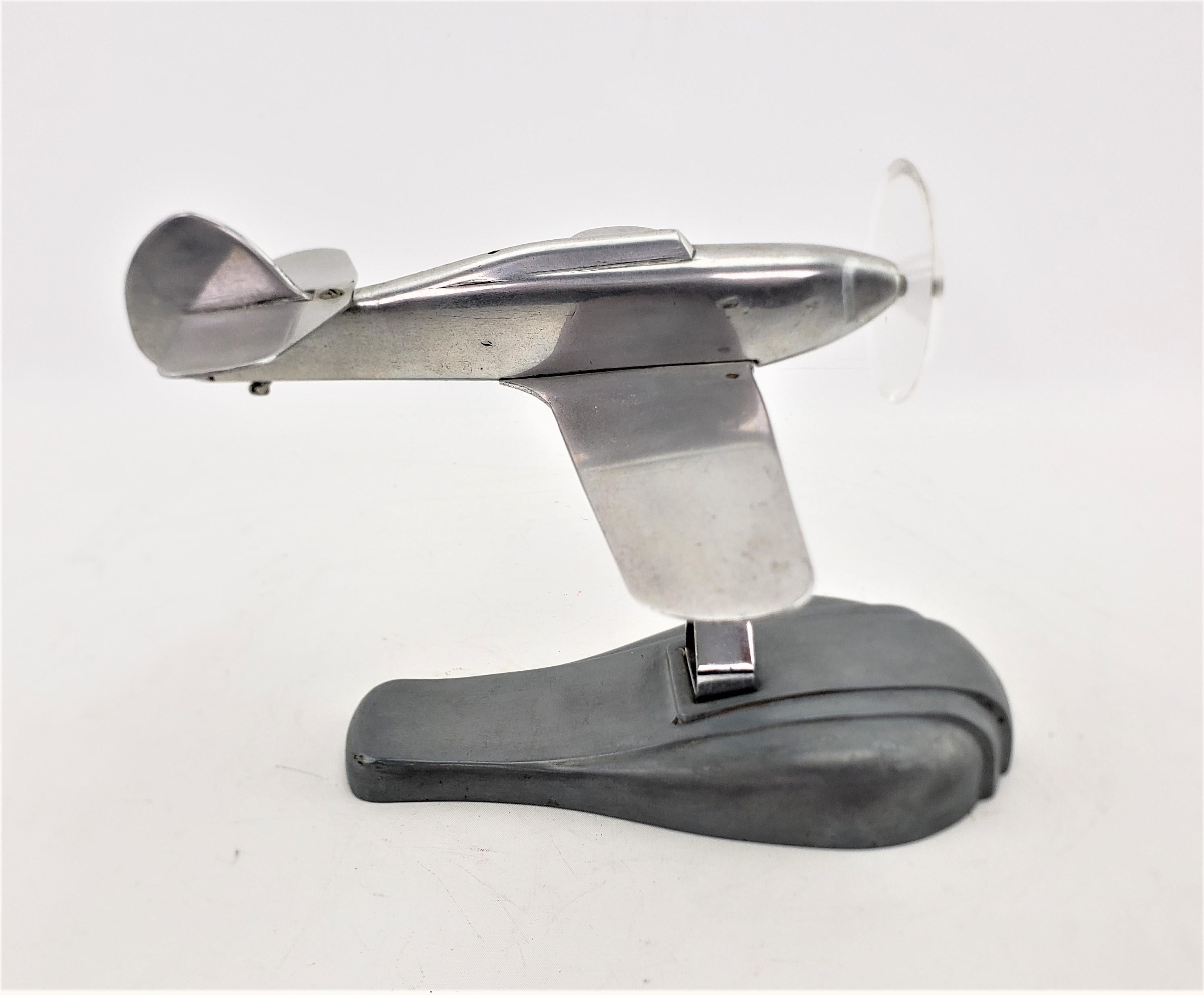 20th Century Mid-Century Modern Cast Aluminum Stylized Airplane Model or Sculpture & Stand For Sale