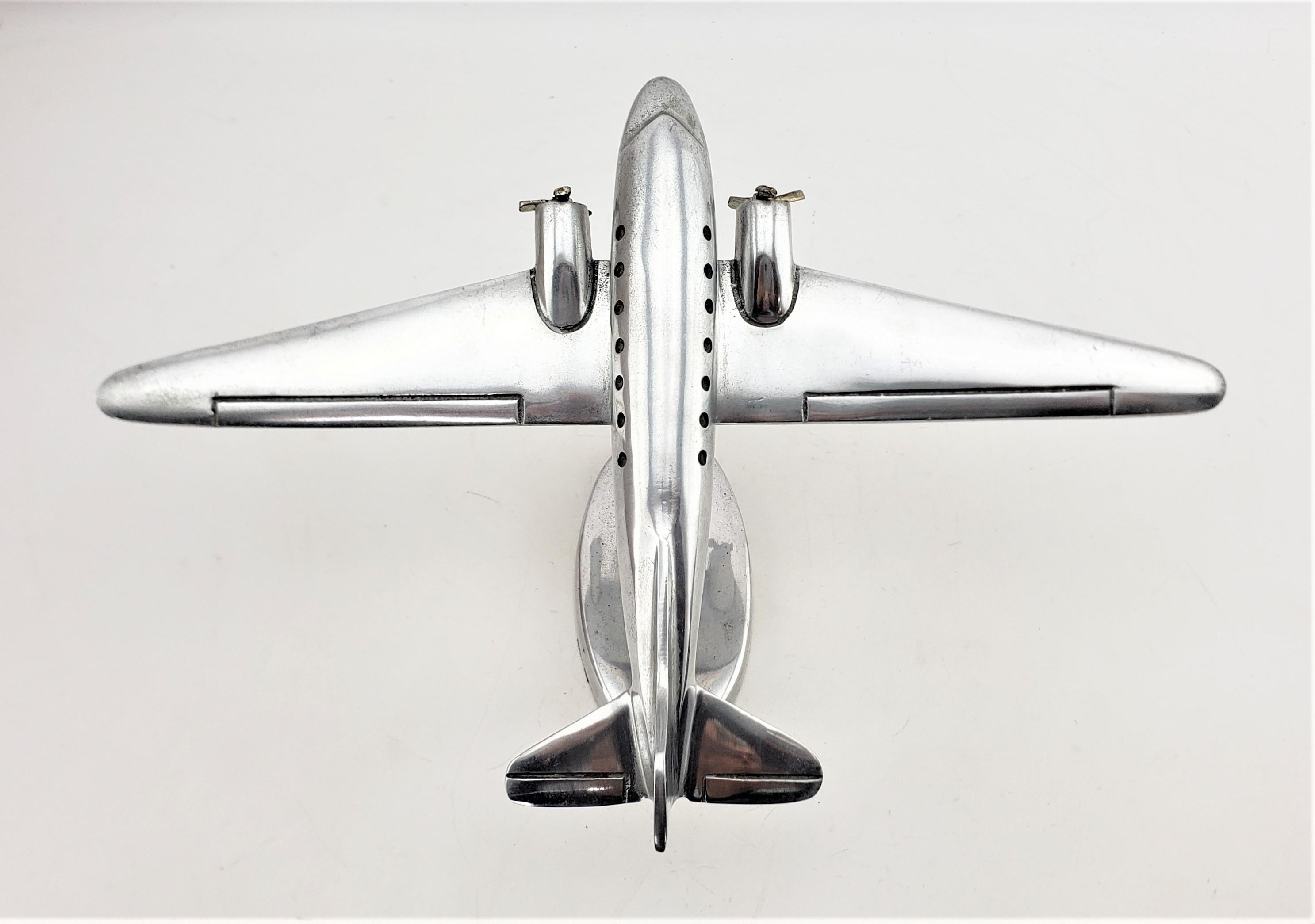 Metal Mid-Century Modern Cast Aluminum Stylized Airplane Model or Sculpture & Stand