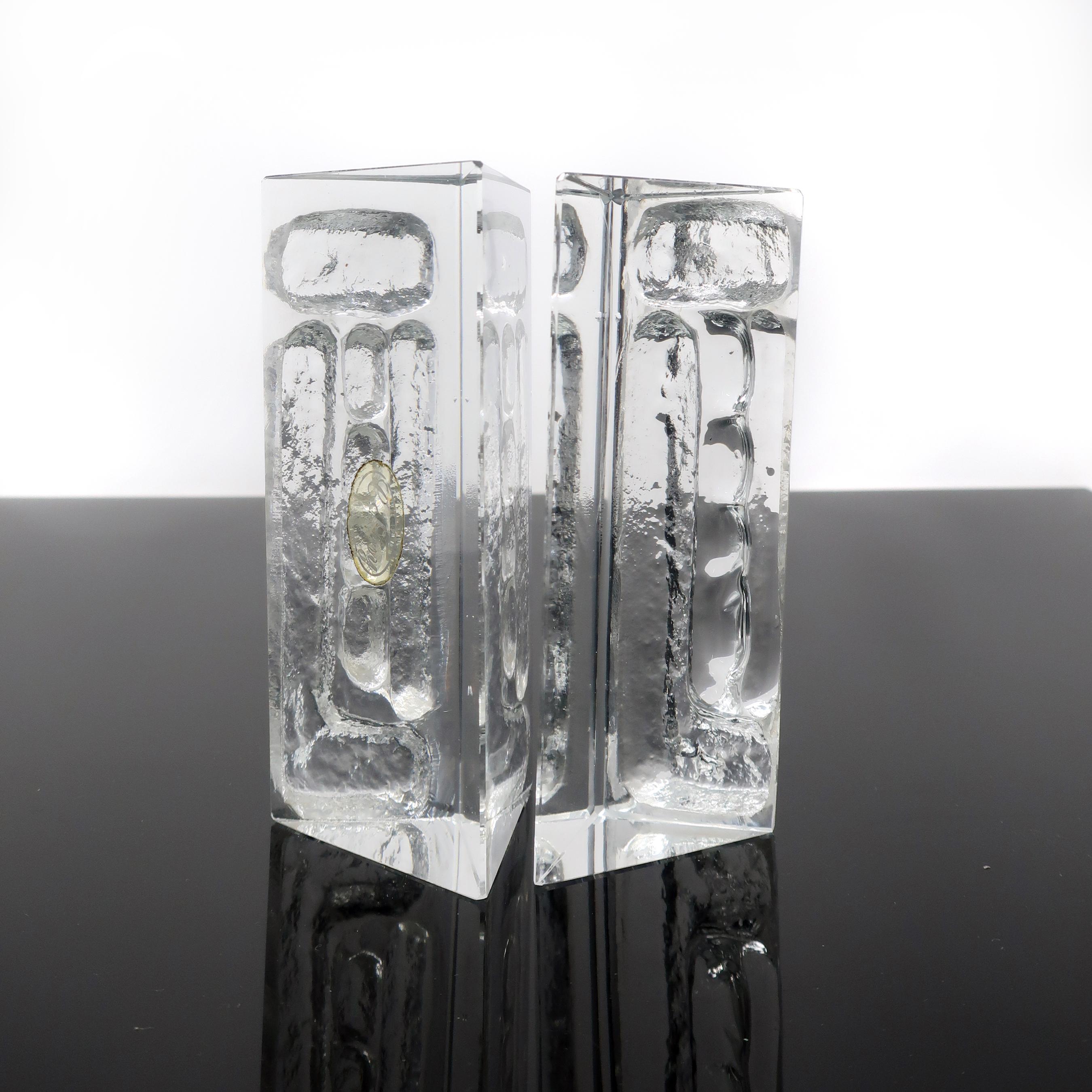 Mid-Century Modern Cast Glass Bookends by Colony In Good Condition In Brooklyn, NY