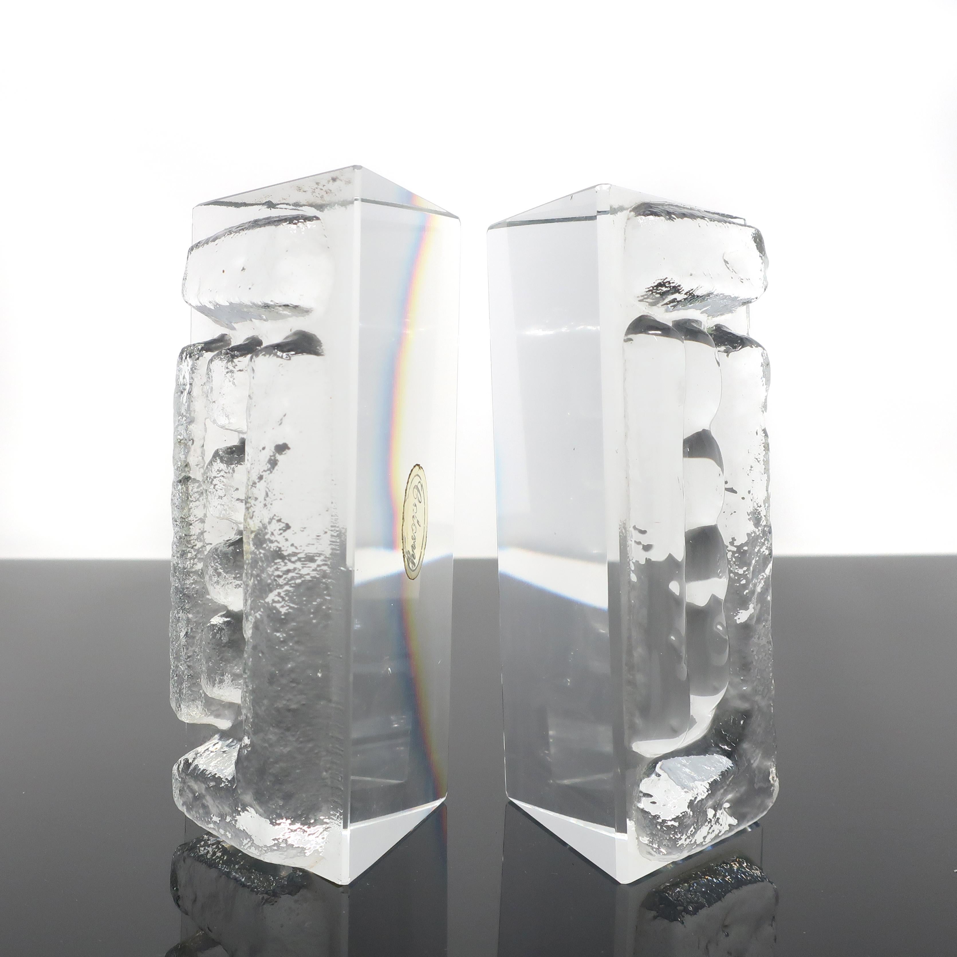 20th Century Mid-Century Modern Cast Glass Bookends by Colony