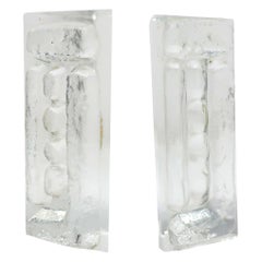 Vintage Mid-Century Modern Cast Glass Bookends by Colony