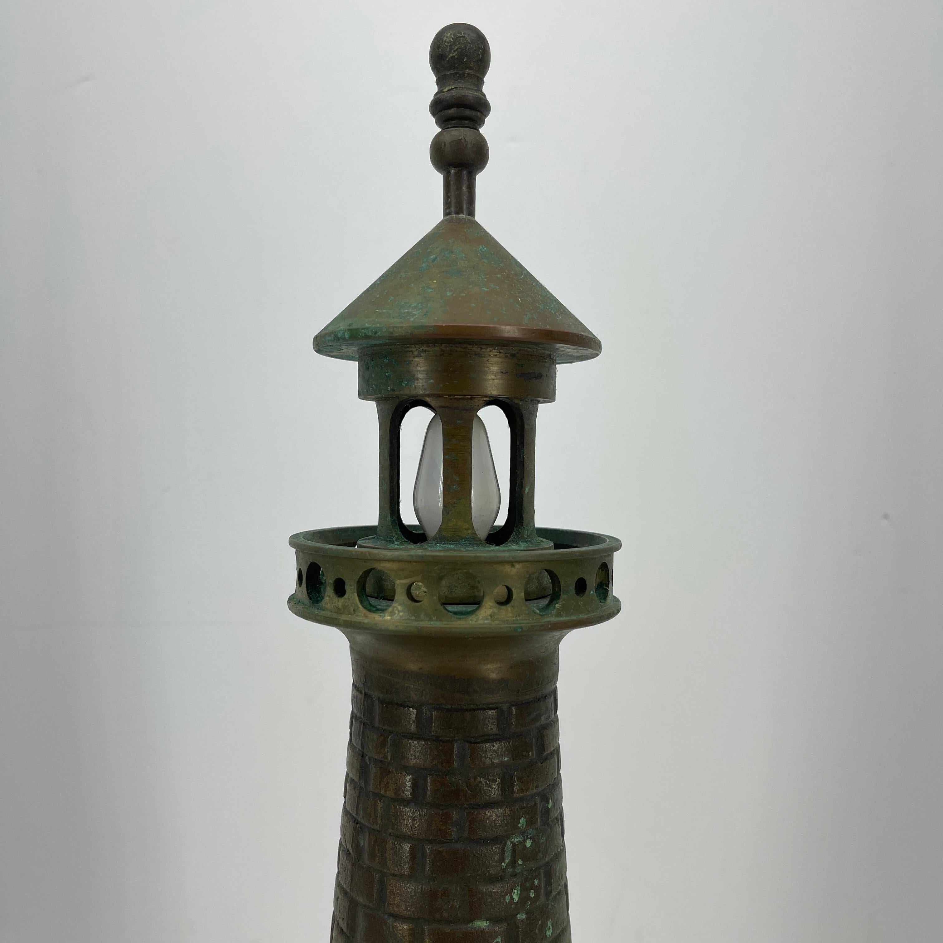 Mid-Century Modern Cast Iron Lighthouse Table Lamp 11