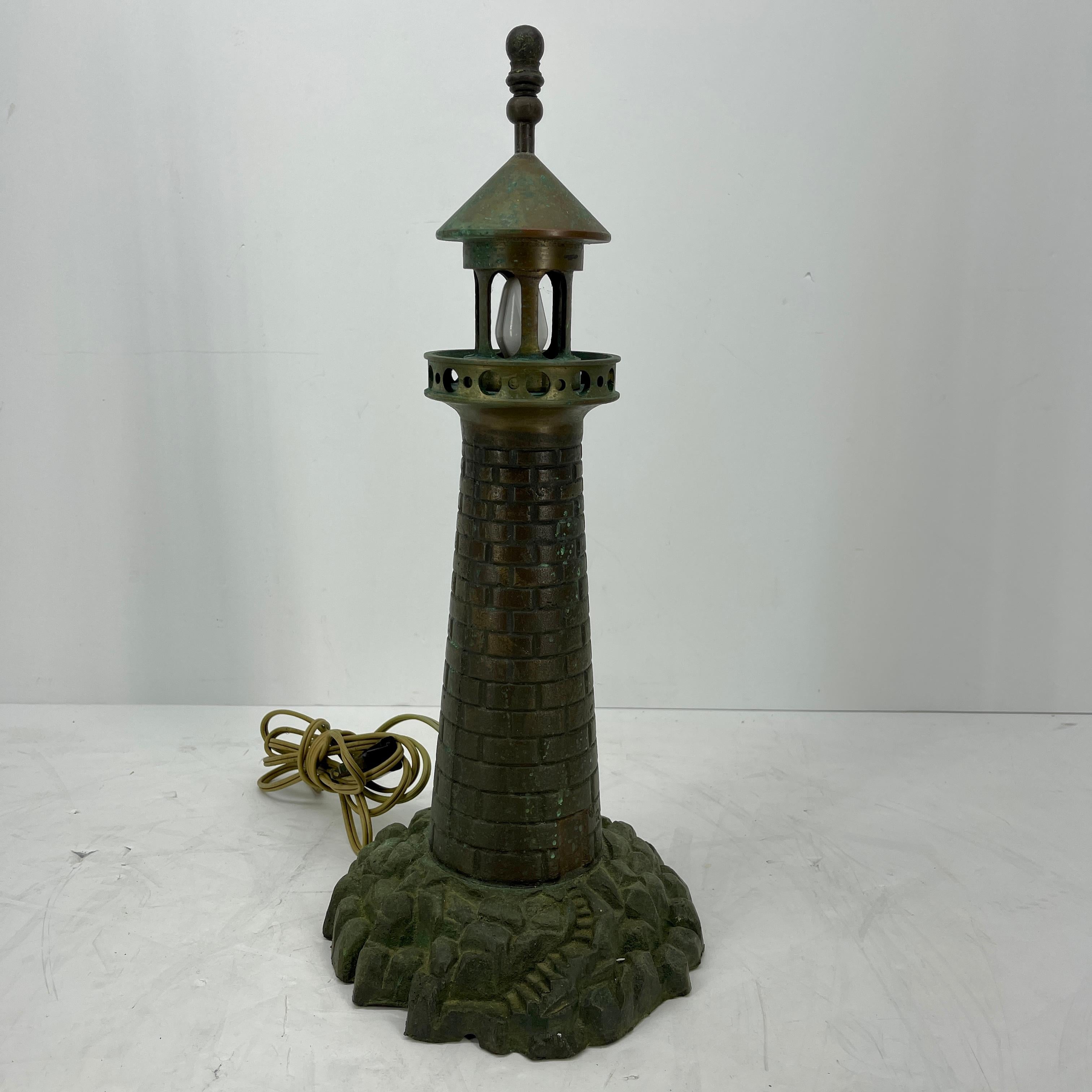 Mid-Century Modern Cast Iron Lighthouse Table Lamp 1
