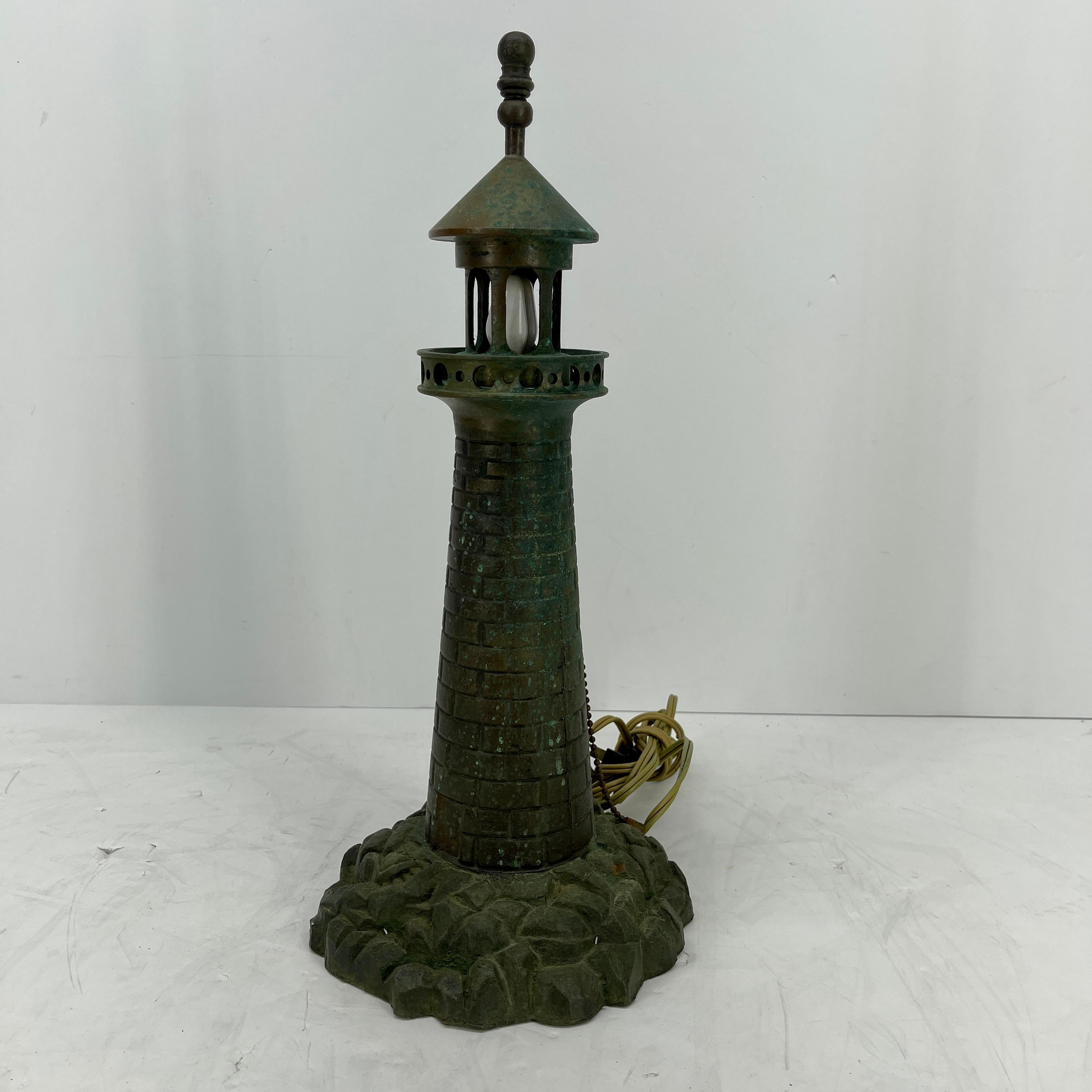 Mid-Century Modern Cast Iron Lighthouse Table Lamp 2