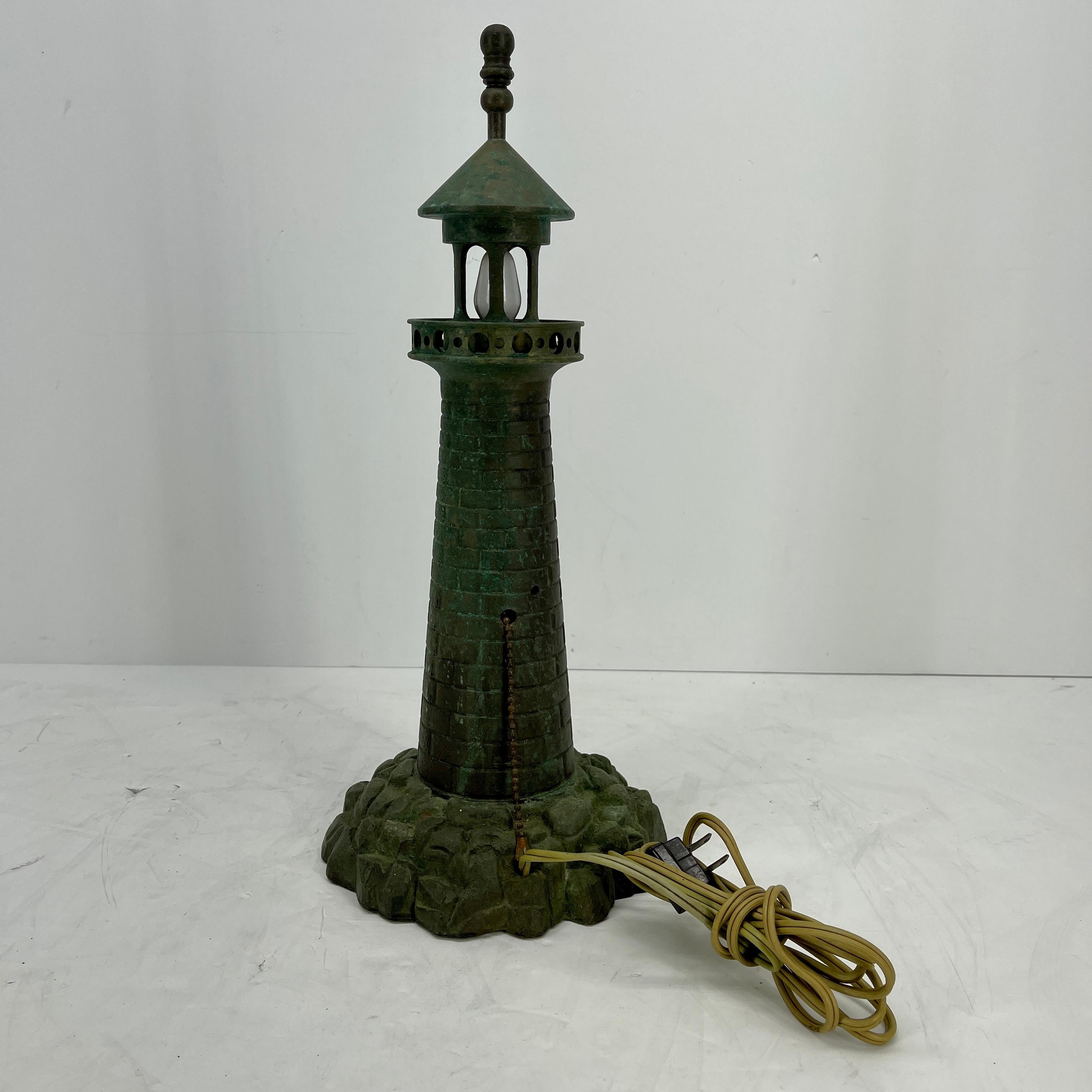 Mid-Century Modern Cast Iron Lighthouse Table Lamp 3