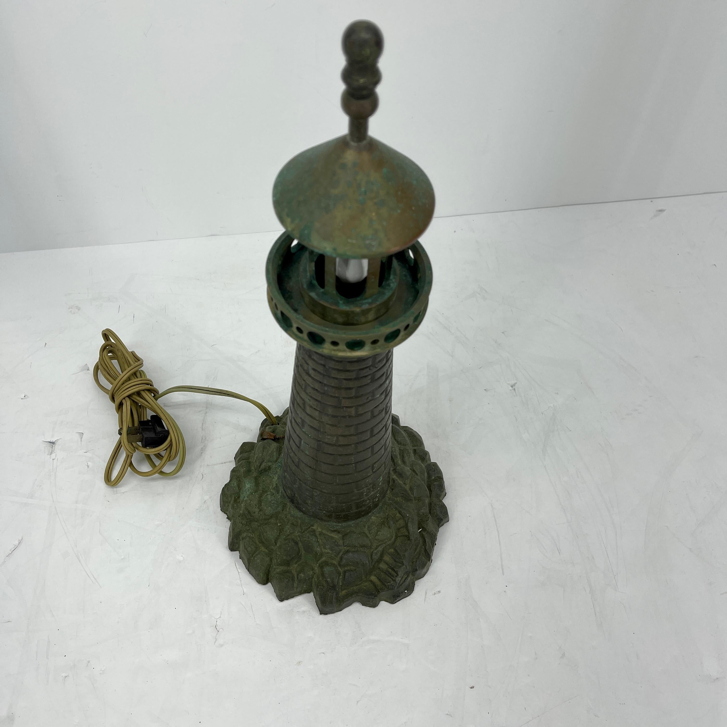 Mid-Century Modern Cast Iron Lighthouse Table Lamp 4