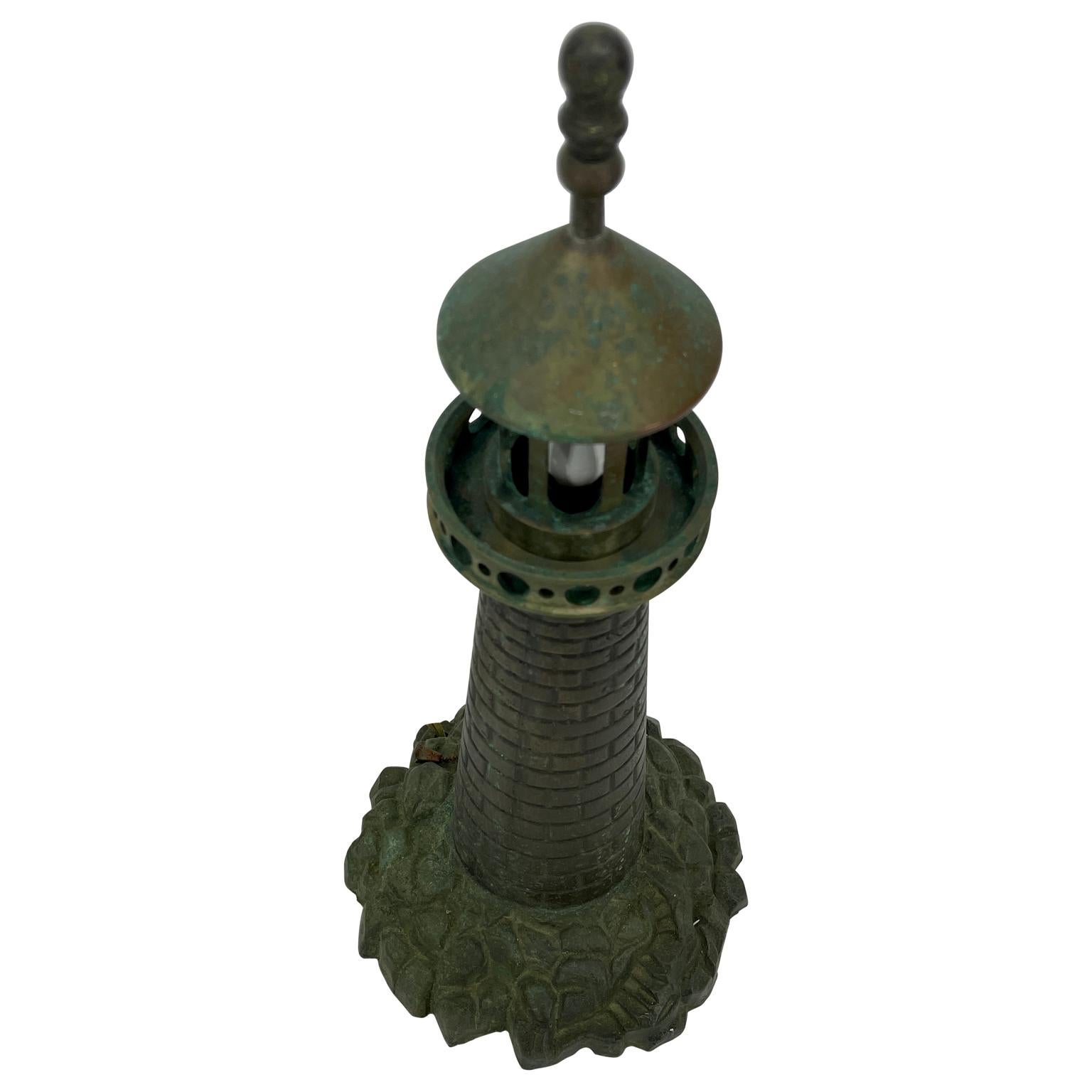 Mid-20th Century Mid-Century Modern Cast Iron Lighthouse Table Lamp