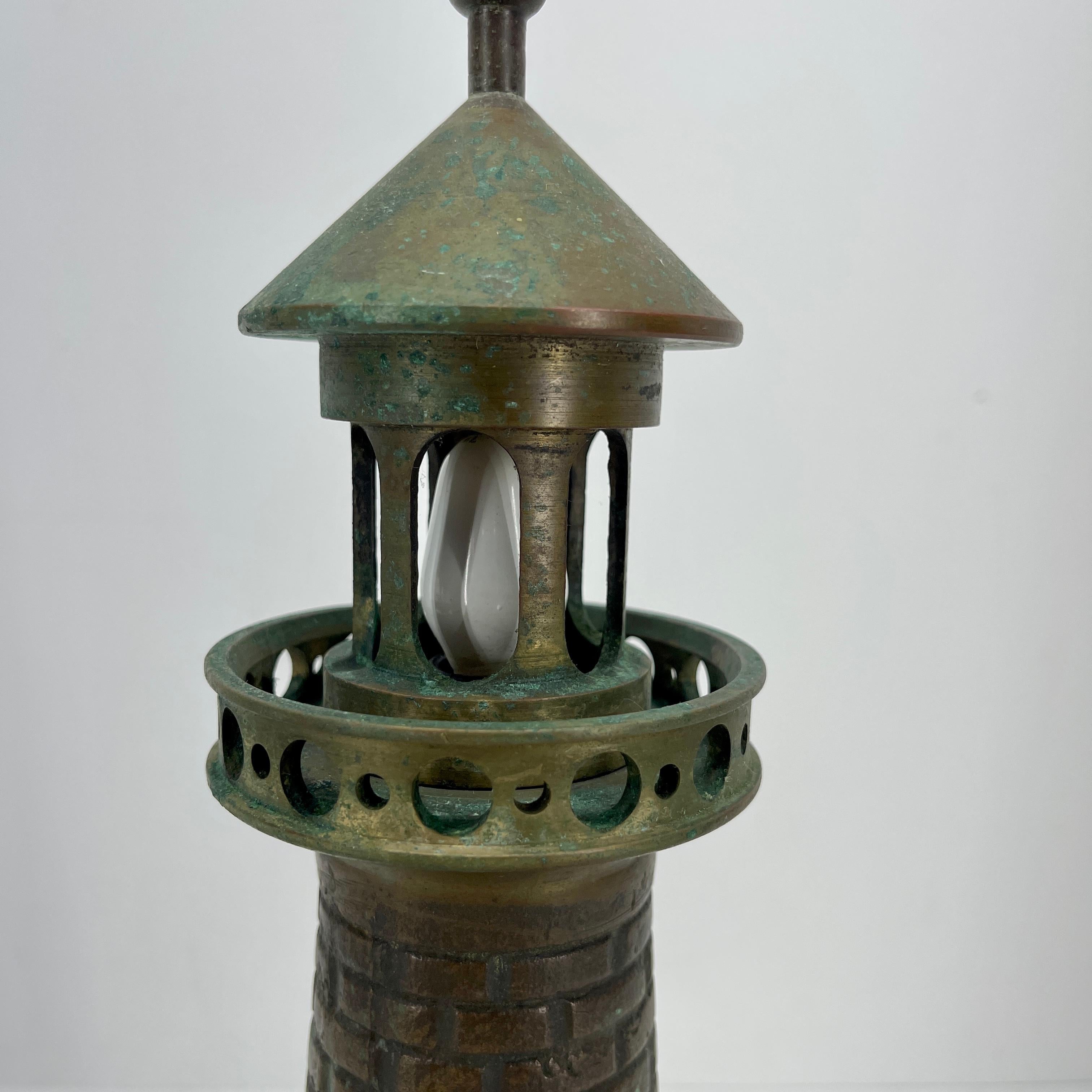 Mid-Century Modern Cast Iron Lighthouse Table Lamp 6