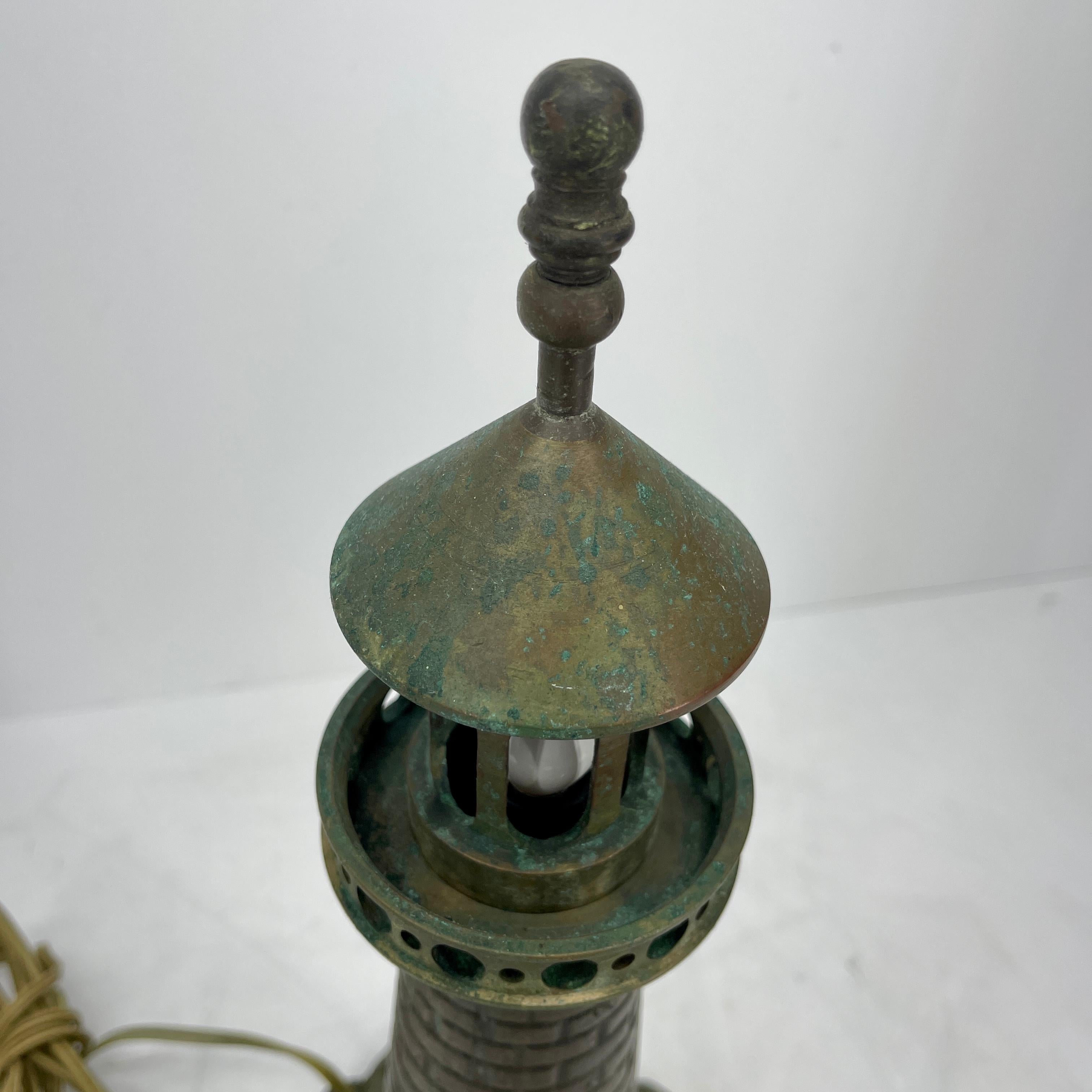 Mid-Century Modern Cast Iron Lighthouse Table Lamp 7