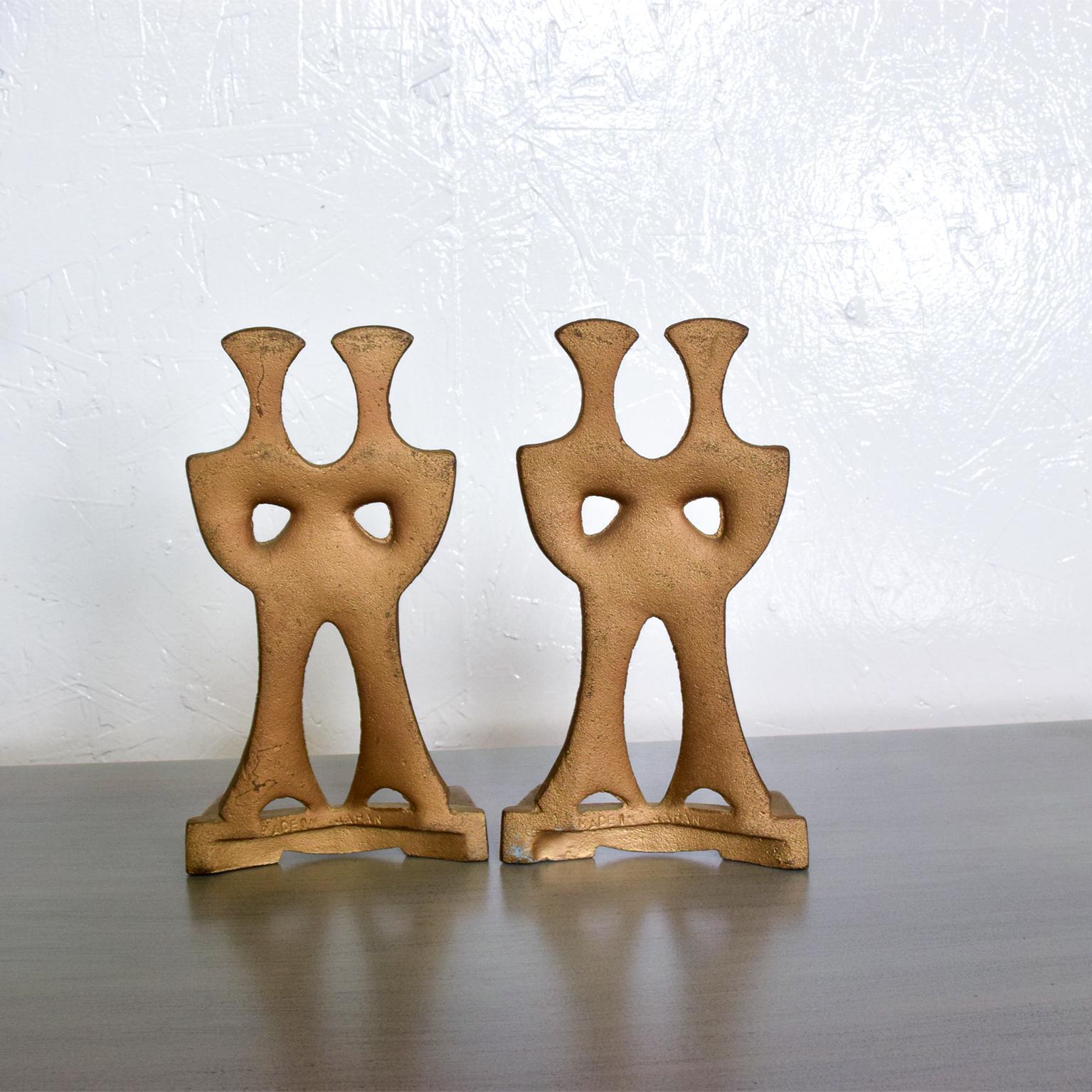 Mid-Century Modern Cast Iron Sculptural Bookends Made in Japan 2