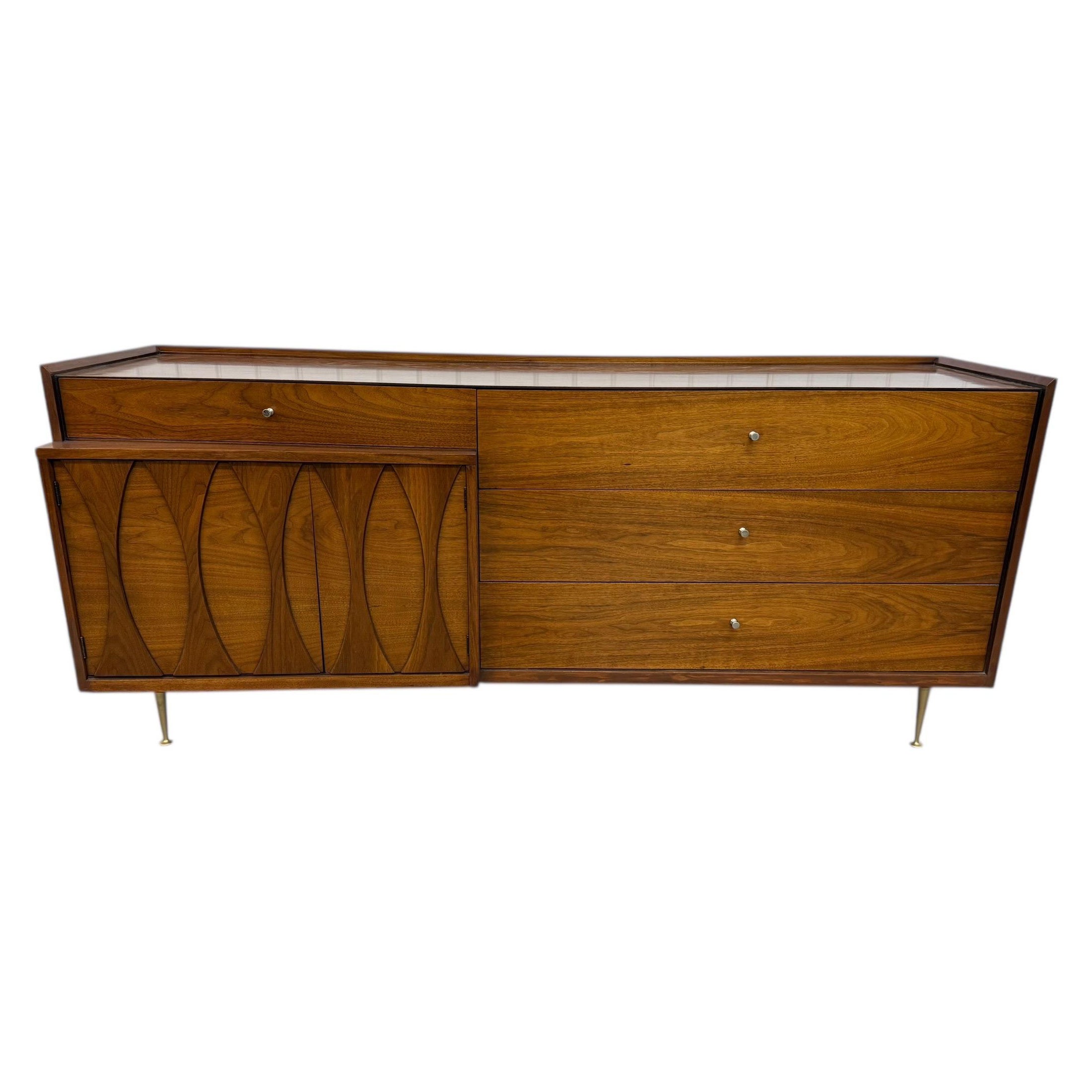 Mid-Century Modern Catseye Walnut Dresser