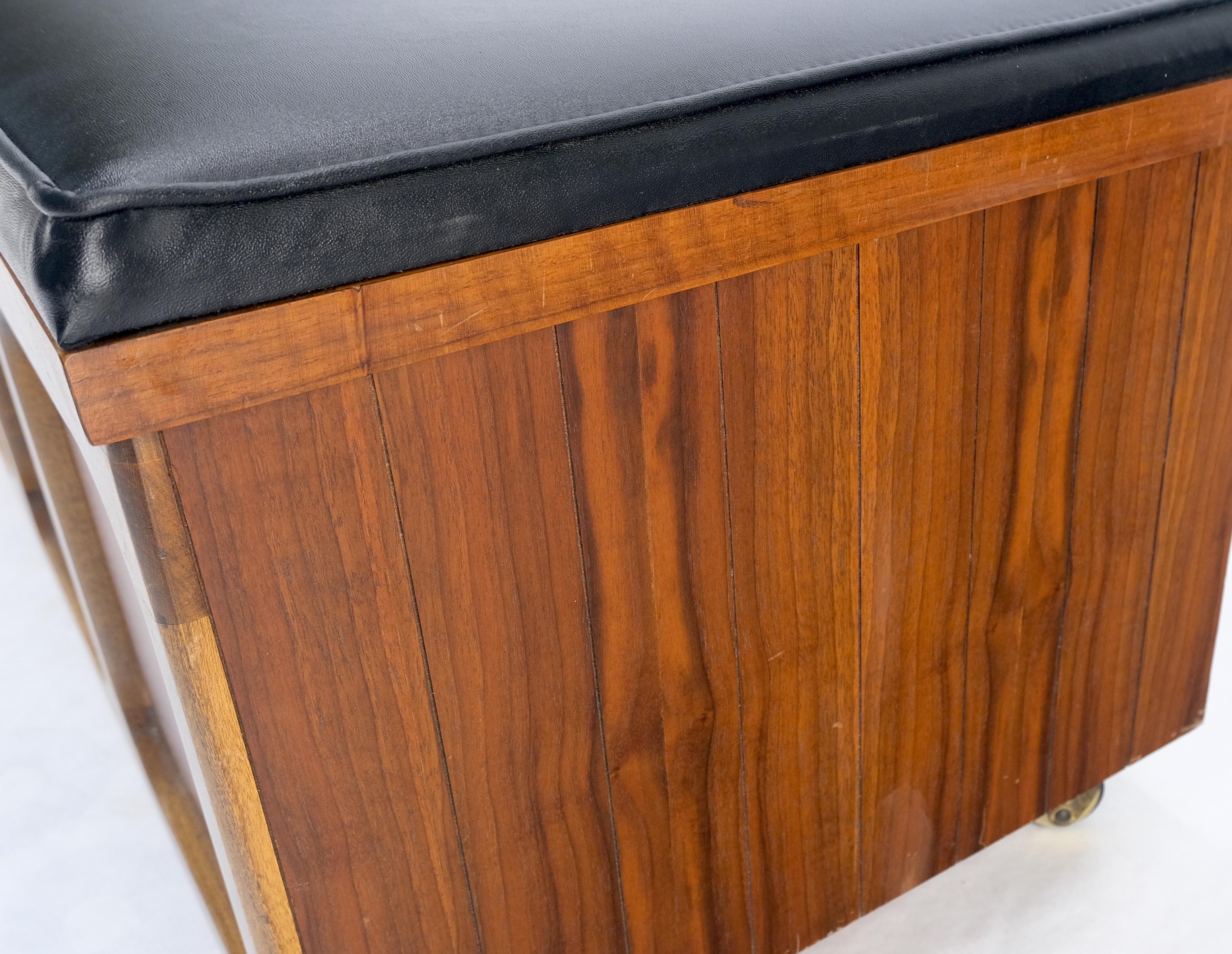 American Mid Century Modern Cedar Walnut Hope Chest Bench Naugahyde Upholstery Tufted  For Sale