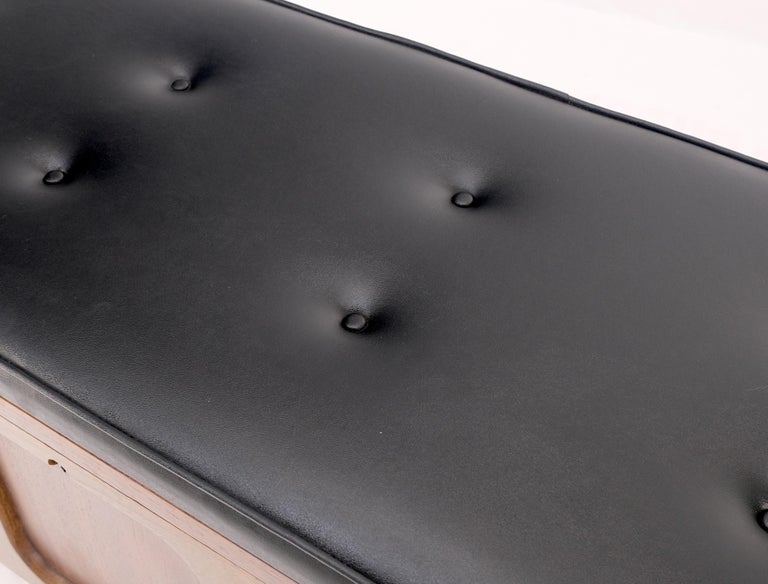 Mid Century Modern Cedar Walnut Hope Chest Bench Naugahyde Upholstery