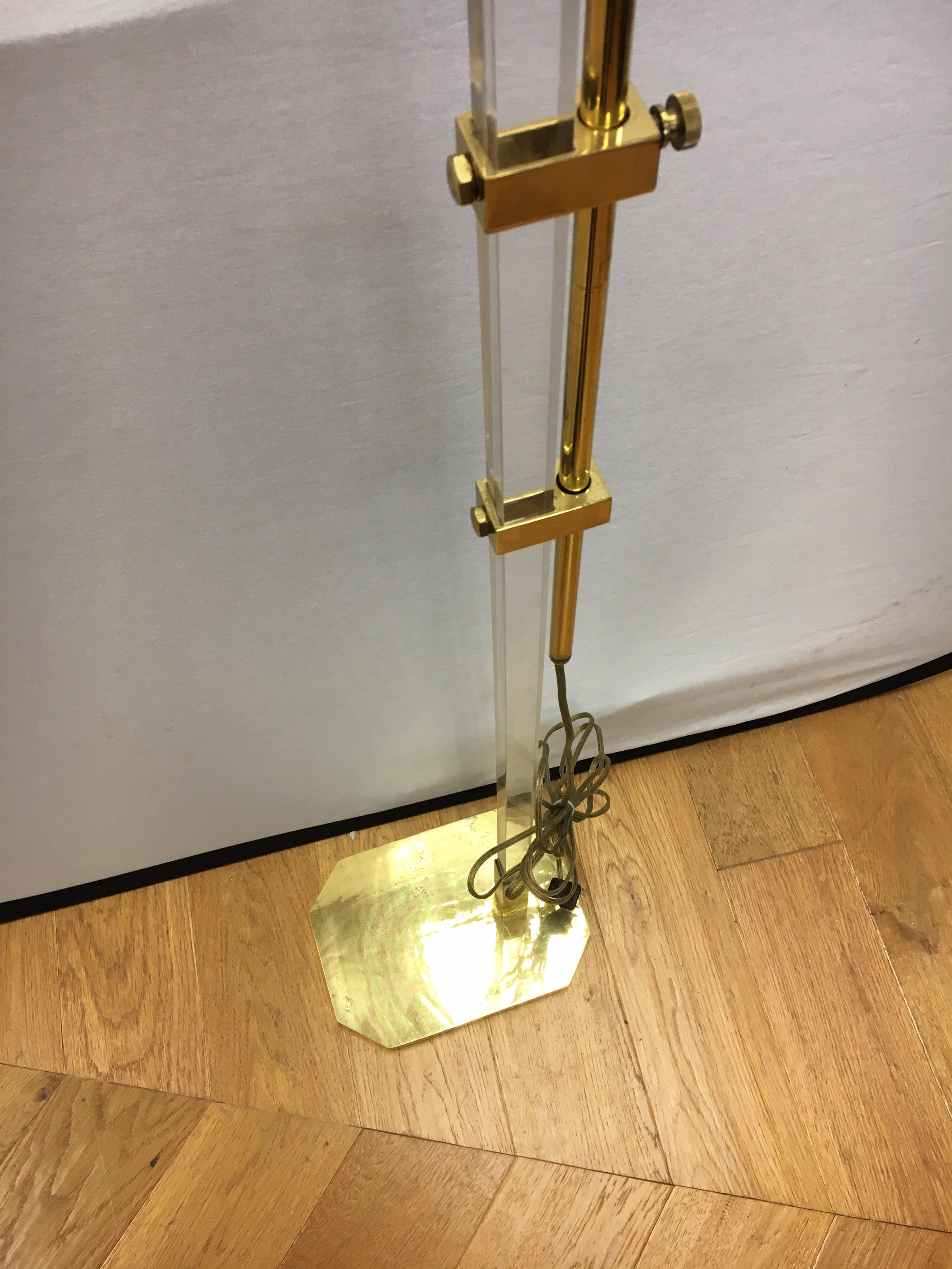 Late 20th Century Mid-Century Modern Cedric Hartman Style Brass and Lucite Swivel Floor Lamp