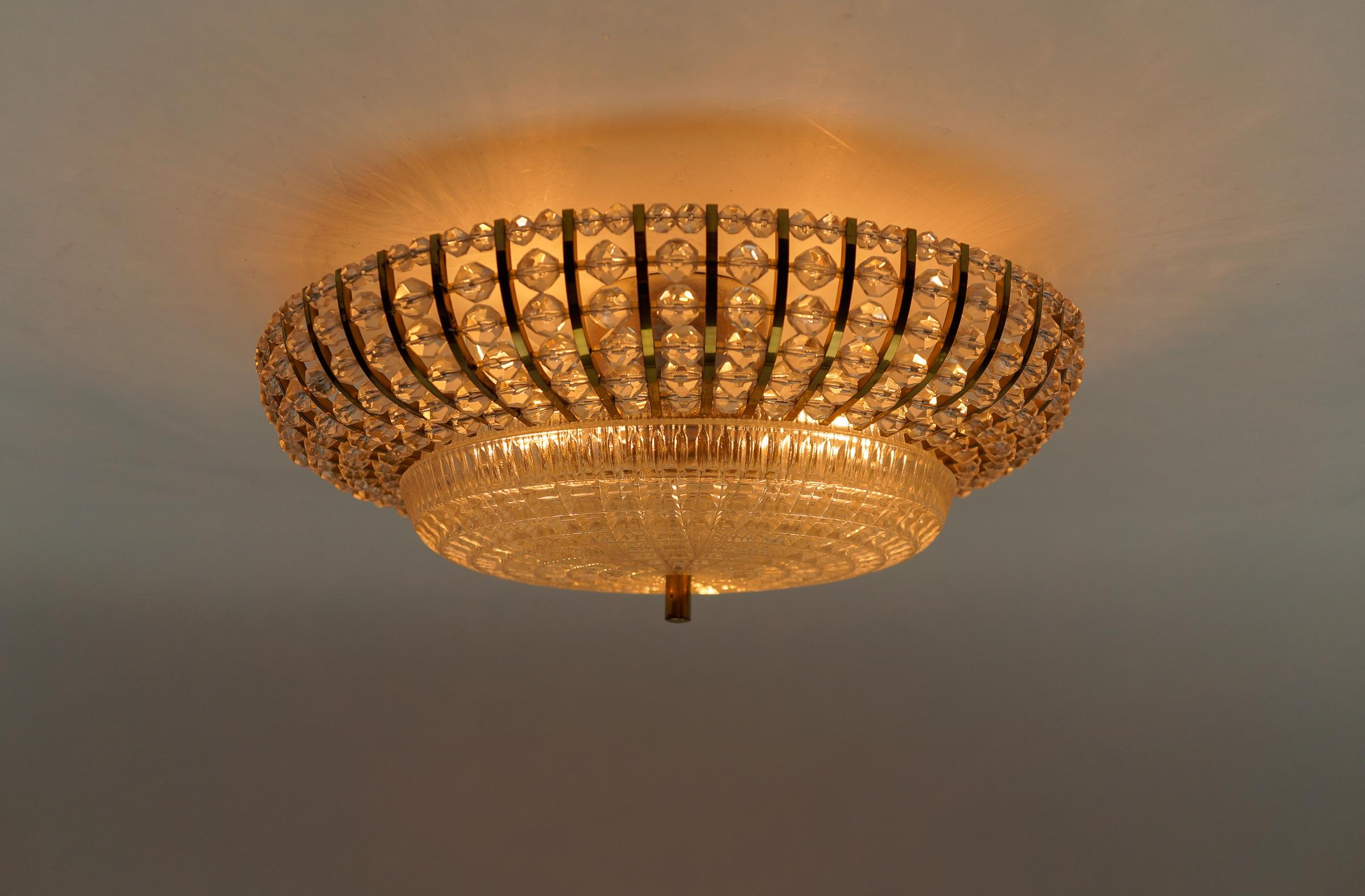Silvered Mid-Century Modern Ceiling Lamp by Emil Stejnar for Rupert Nikoll  1960s   For Sale
