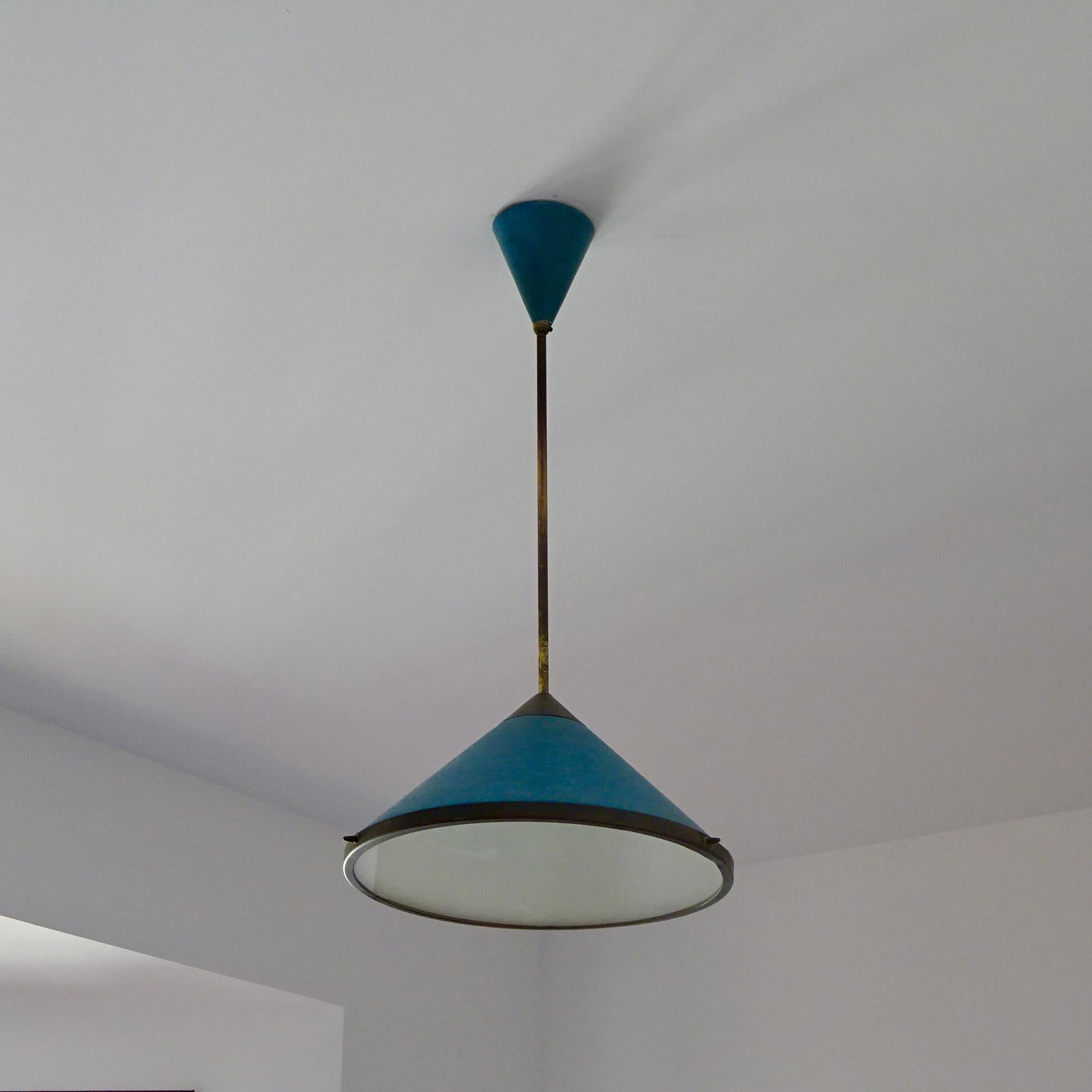 Mid-Century moderno Lampada da soffitto moderna di metà secolo in blu, anni '50 in vendita