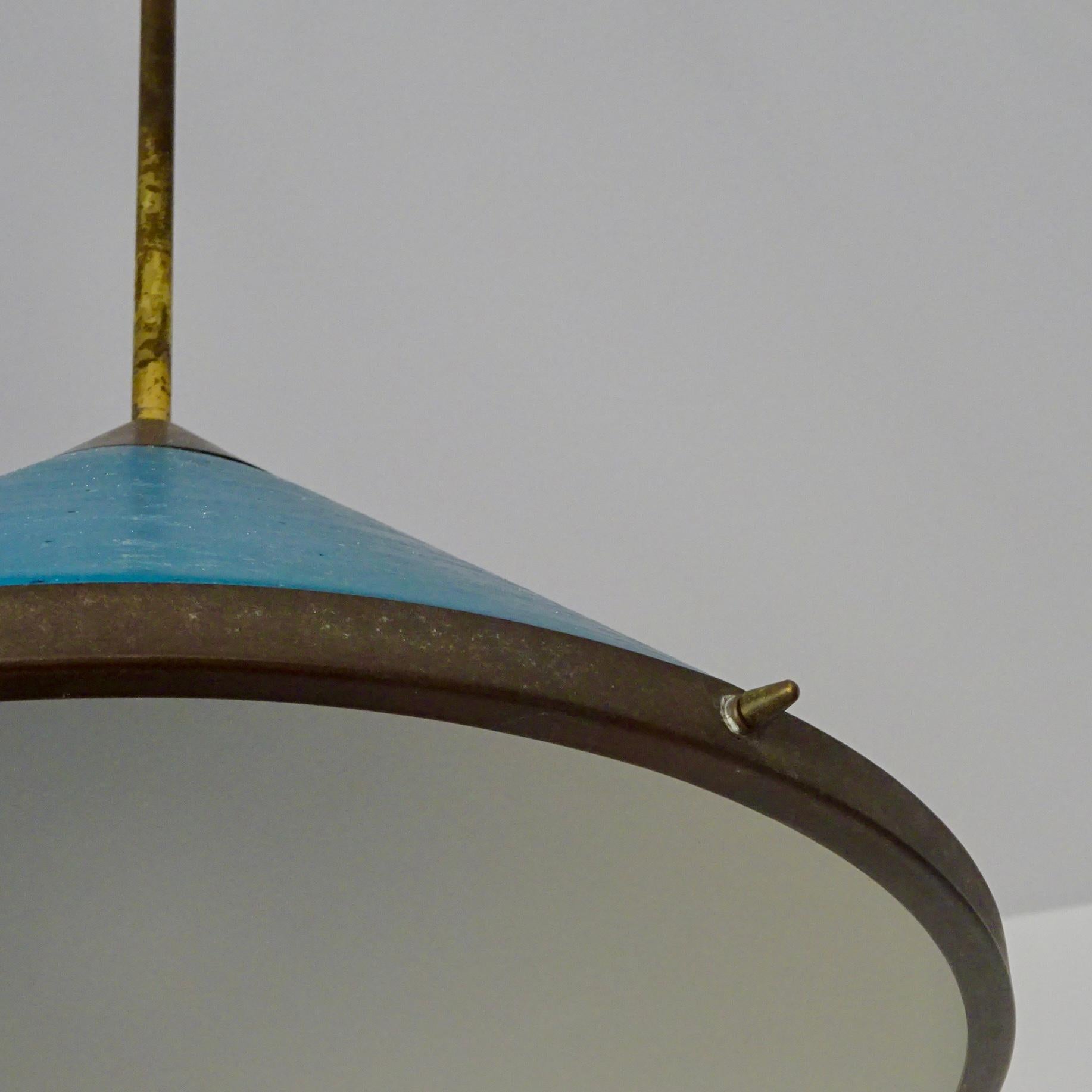 Brasiliano Lampada da soffitto moderna di metà secolo in blu, anni '50 in vendita