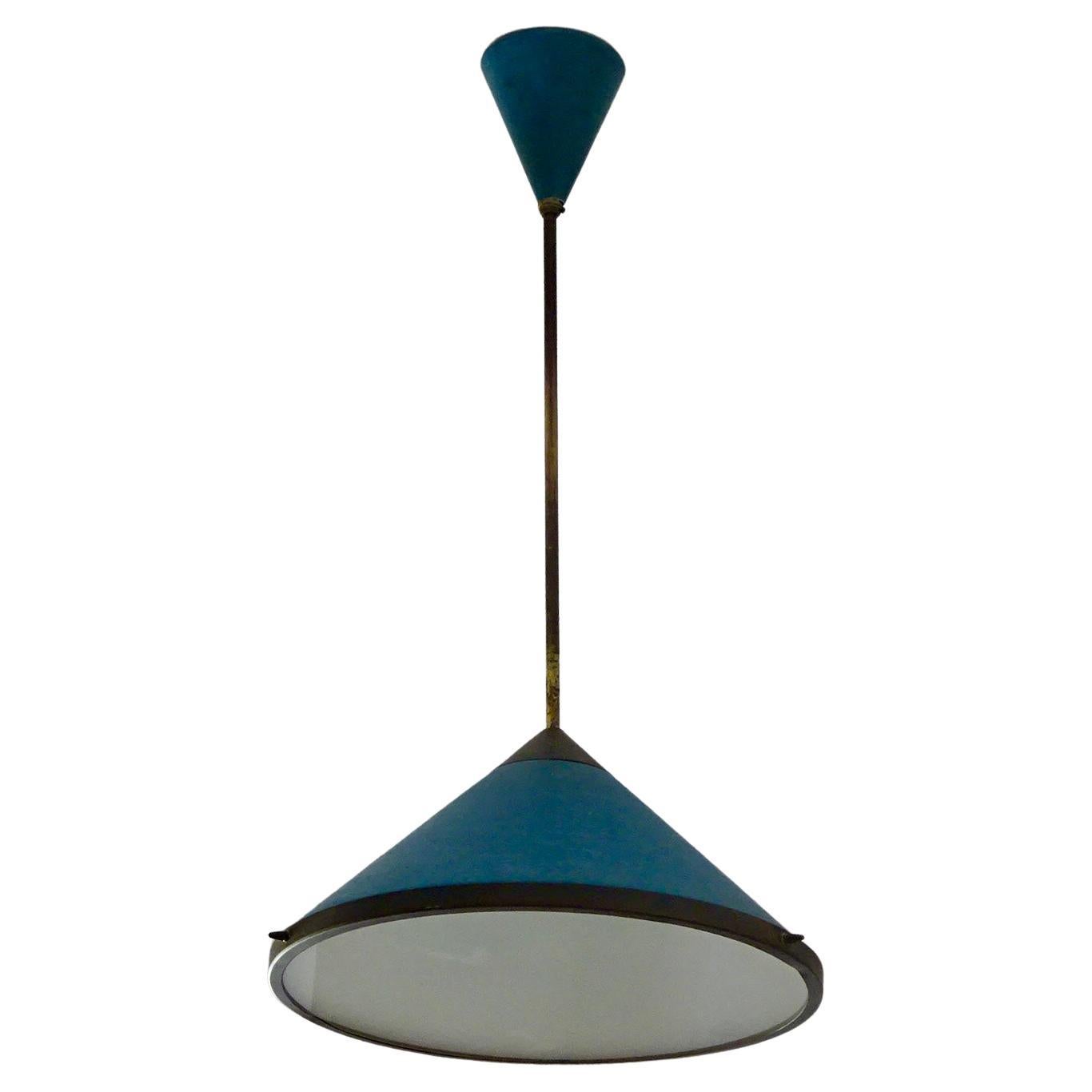 Mid-Century Modern ceiling lamp in blue, 1950s