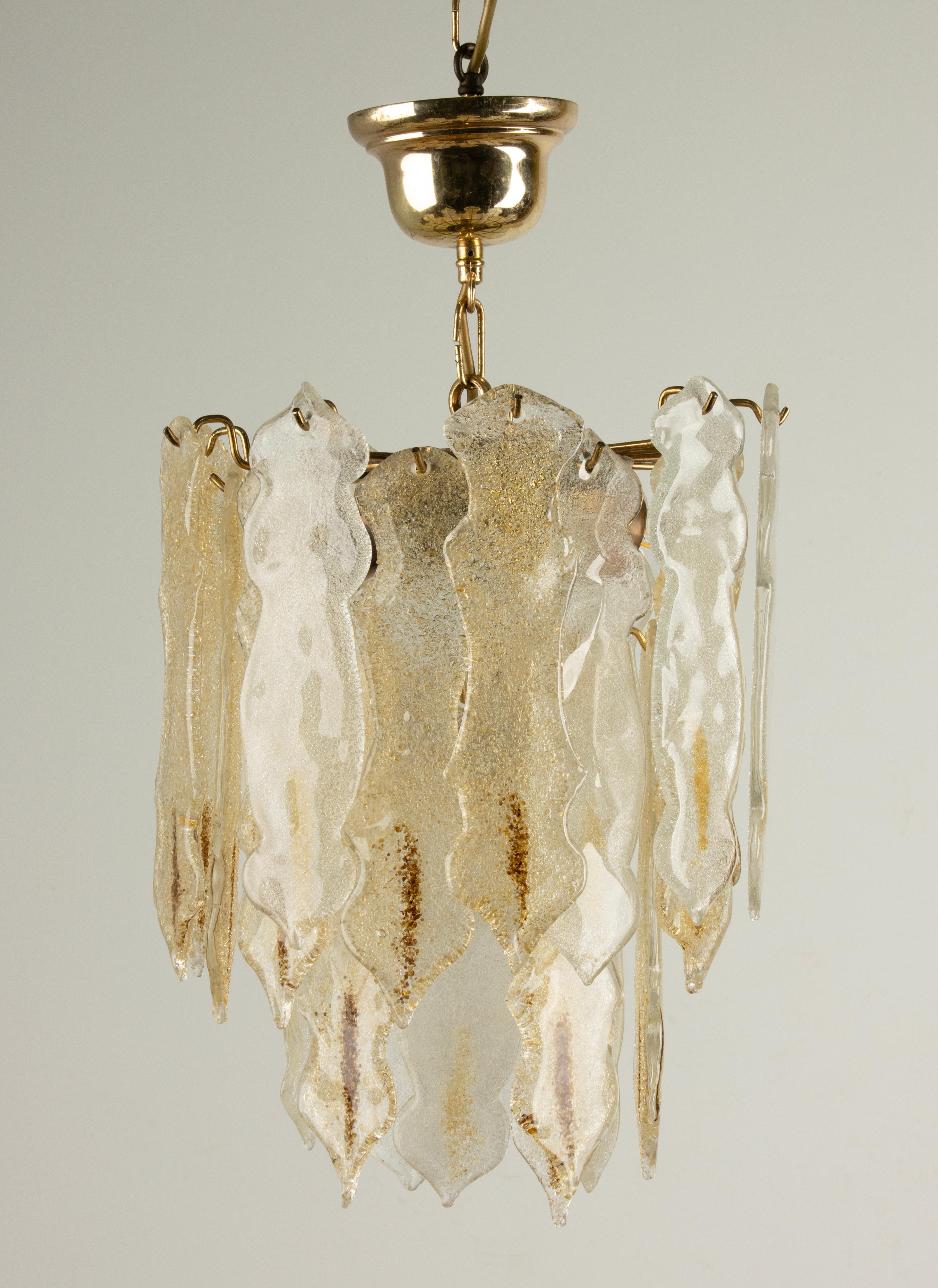 Mid Century Modern Ceiling Lamp - Murano Glass Drops (Hollywood Regency) im Angebot