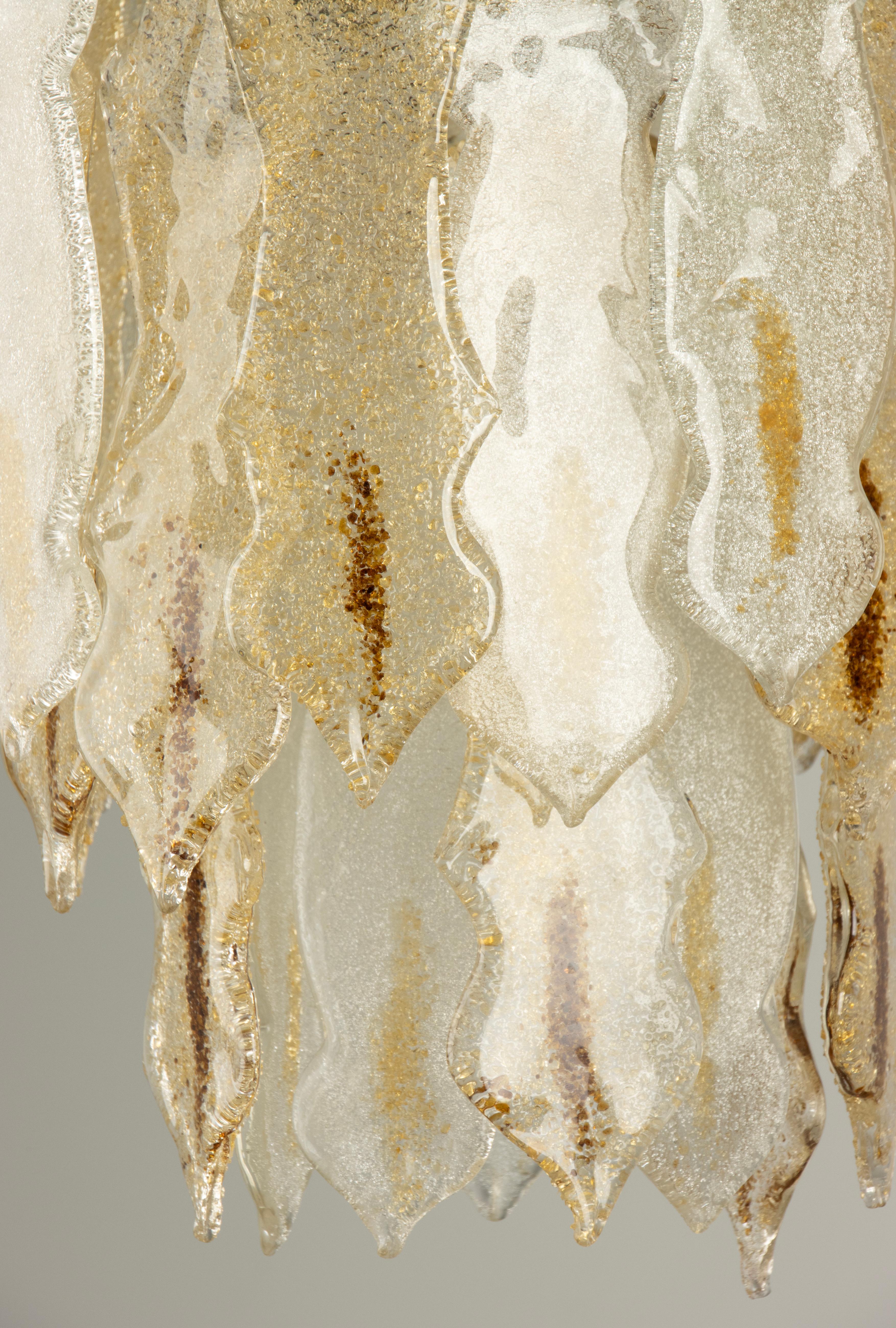 Mid Century Modern Ceiling Lamp - Murano Glass Drops (Italienisch) im Angebot