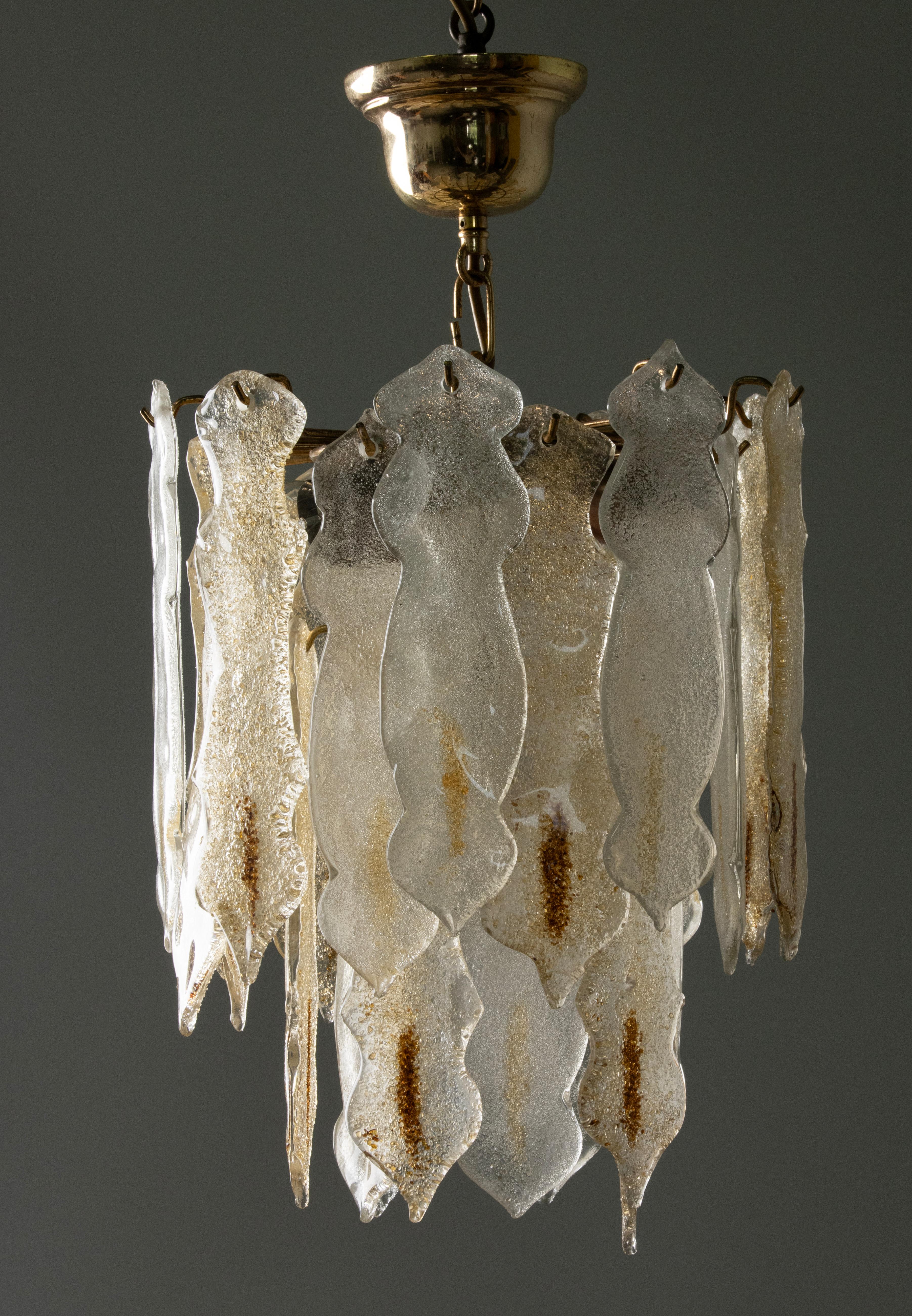 Mid Century Modern Ceiling Lamp - Murano Glass Drops im Zustand „Gut“ im Angebot in Casteren, Noord-Brabant
