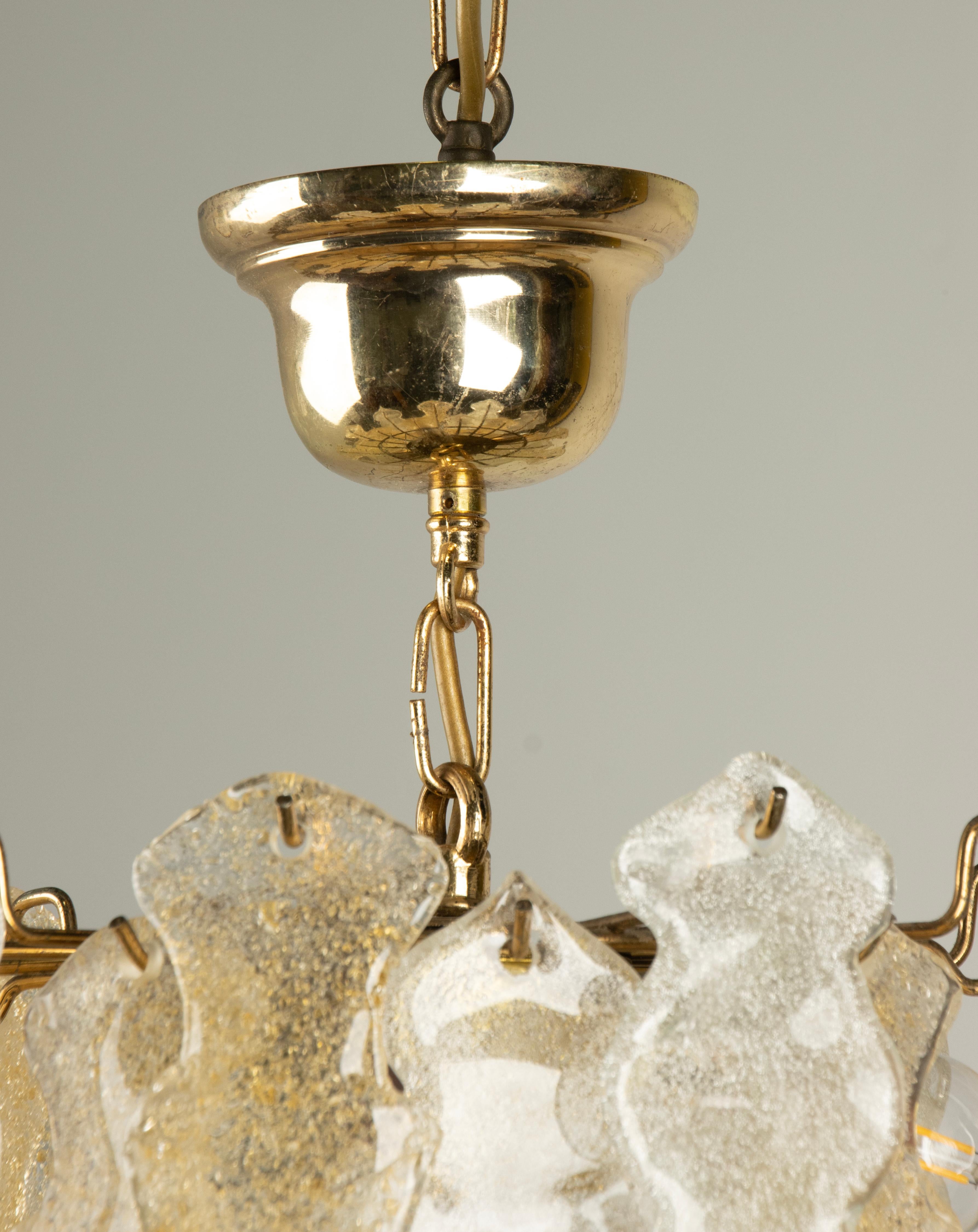 Mid Century Modern Ceiling Lamp - Murano Glass Drops (Mitte des 20. Jahrhunderts) im Angebot