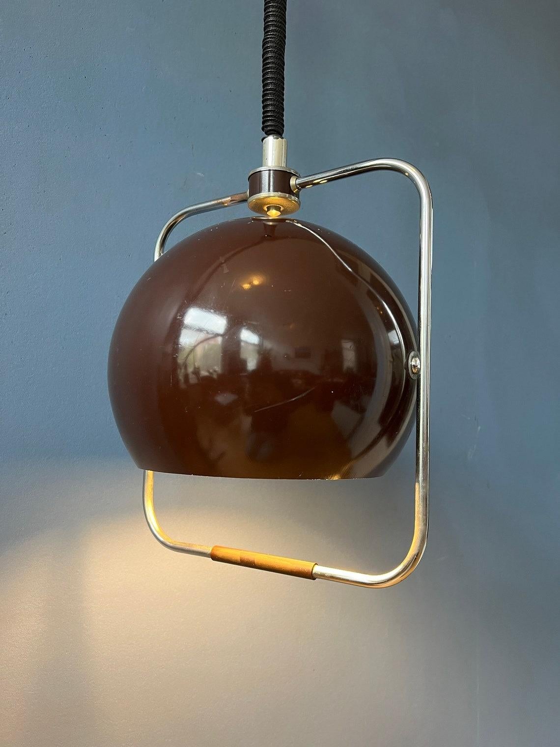 Mid-Century Modern Mid Century Modern Ceiling Lamp Vintage GEPO Pendant Lamp in Brown Colour, 1970s For Sale