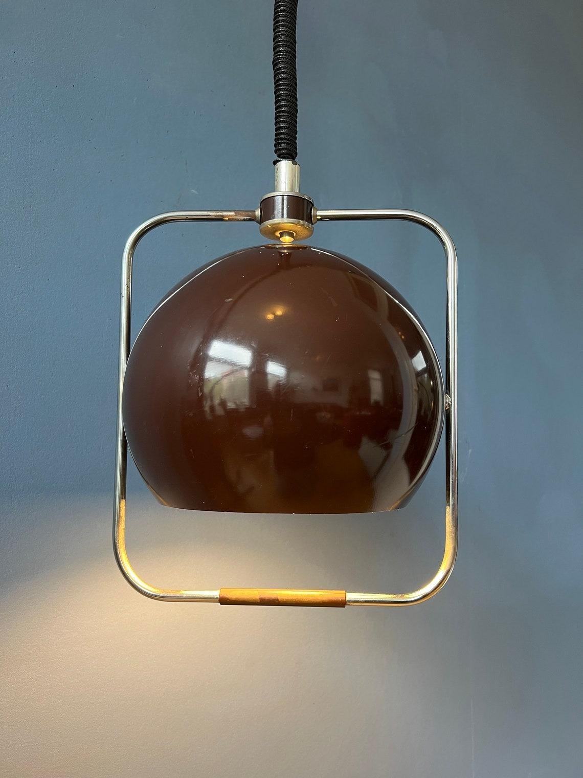 Mid Century Modern Ceiling Lamp Vintage GEPO Pendant Lamp in Brown Colour, 1970s In Good Condition For Sale In ROTTERDAM, ZH