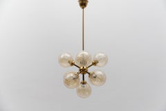 Mid-Century Modern Ceiling Lamp with 9 Amber Glasses, 1960s Italy