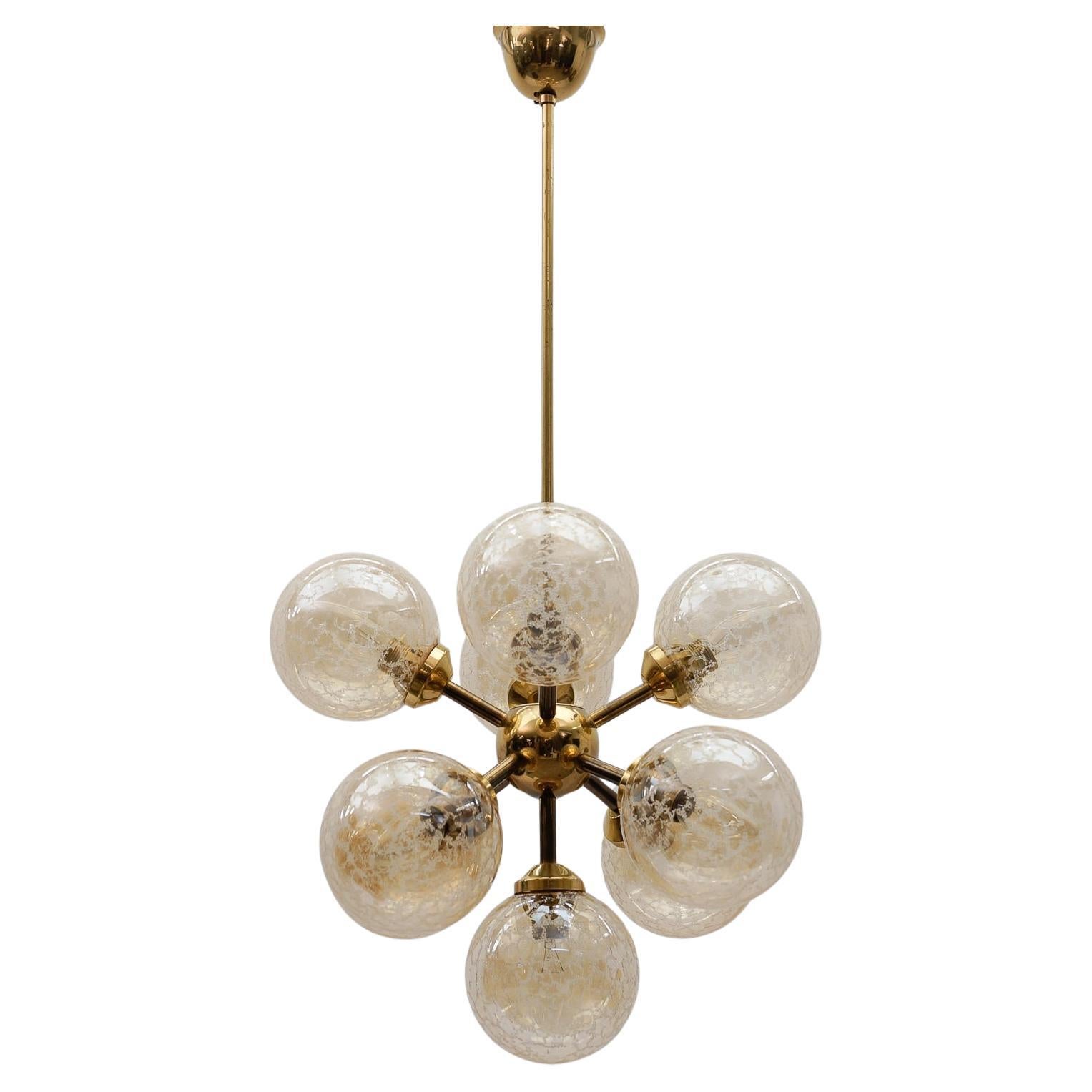 Lampada da soffitto moderna di metà secolo con 9 vetri ambrati, 1960 Italia in vendita
