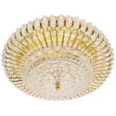 Mid-Century Modern Ceiling Lamp with Glass Stones and Brass Frame