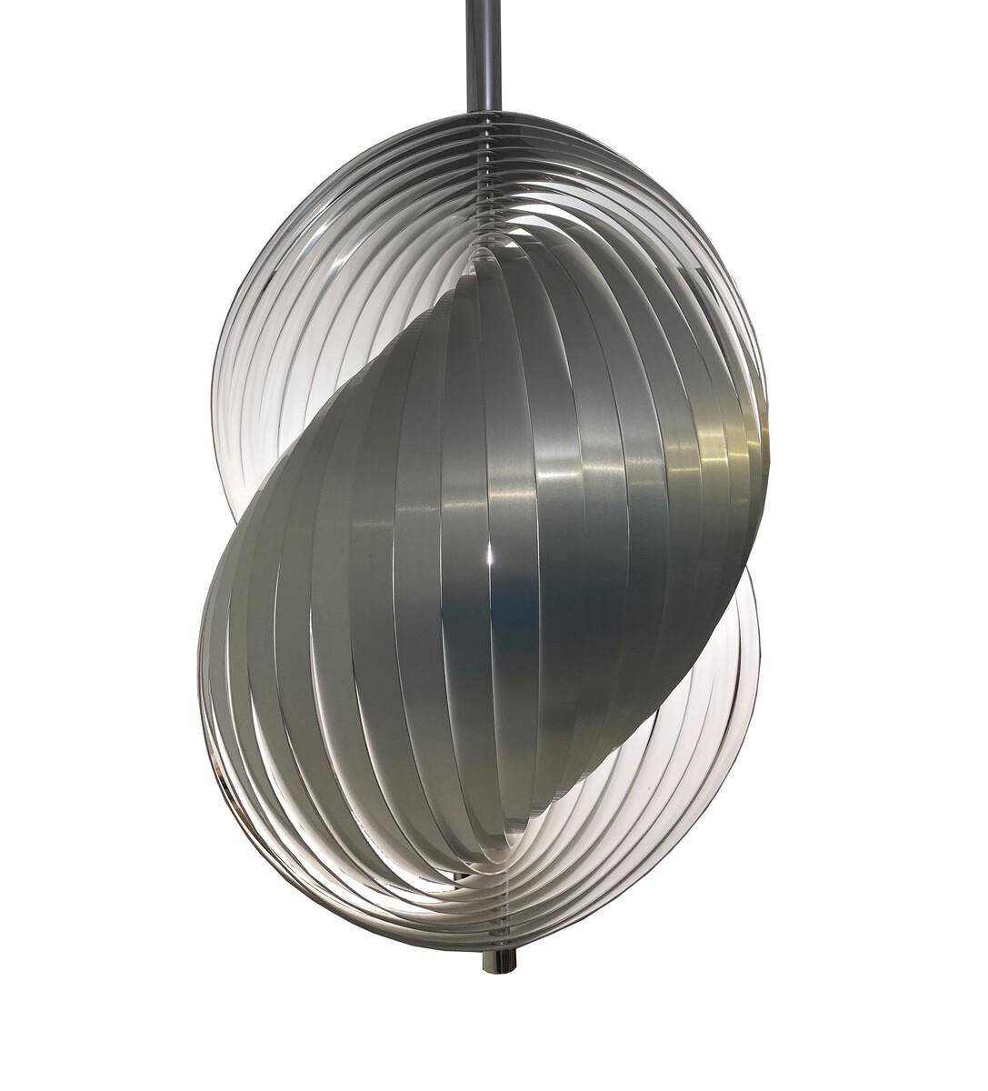 Mid-Century Modern Ceiling Light by Henri Mathieu, Aluminium, France, 1970s In Good Condition In Brussels, BE