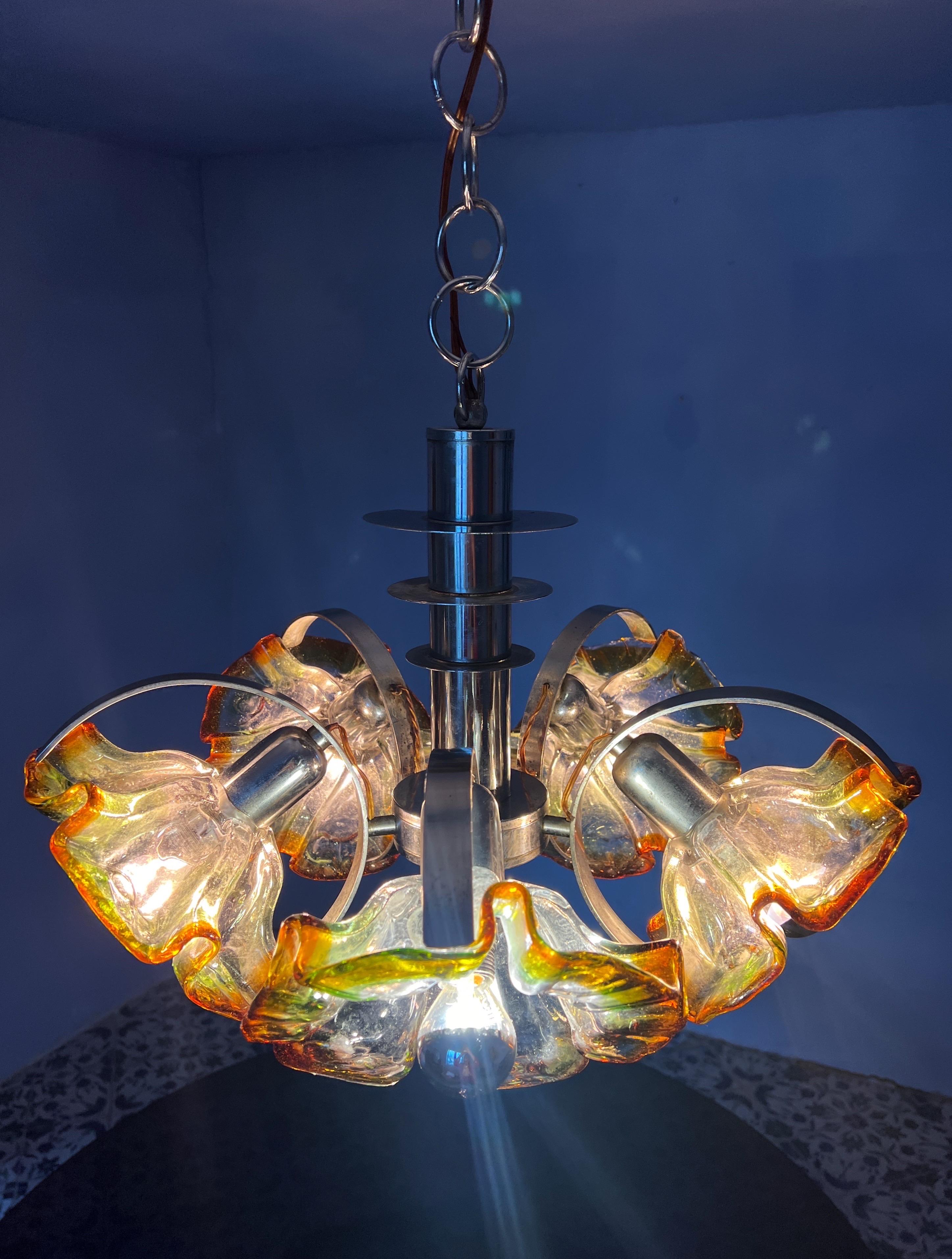 Mid-century modern ceiling light, designed by Carlo Nason for Mazzega For Sale 4