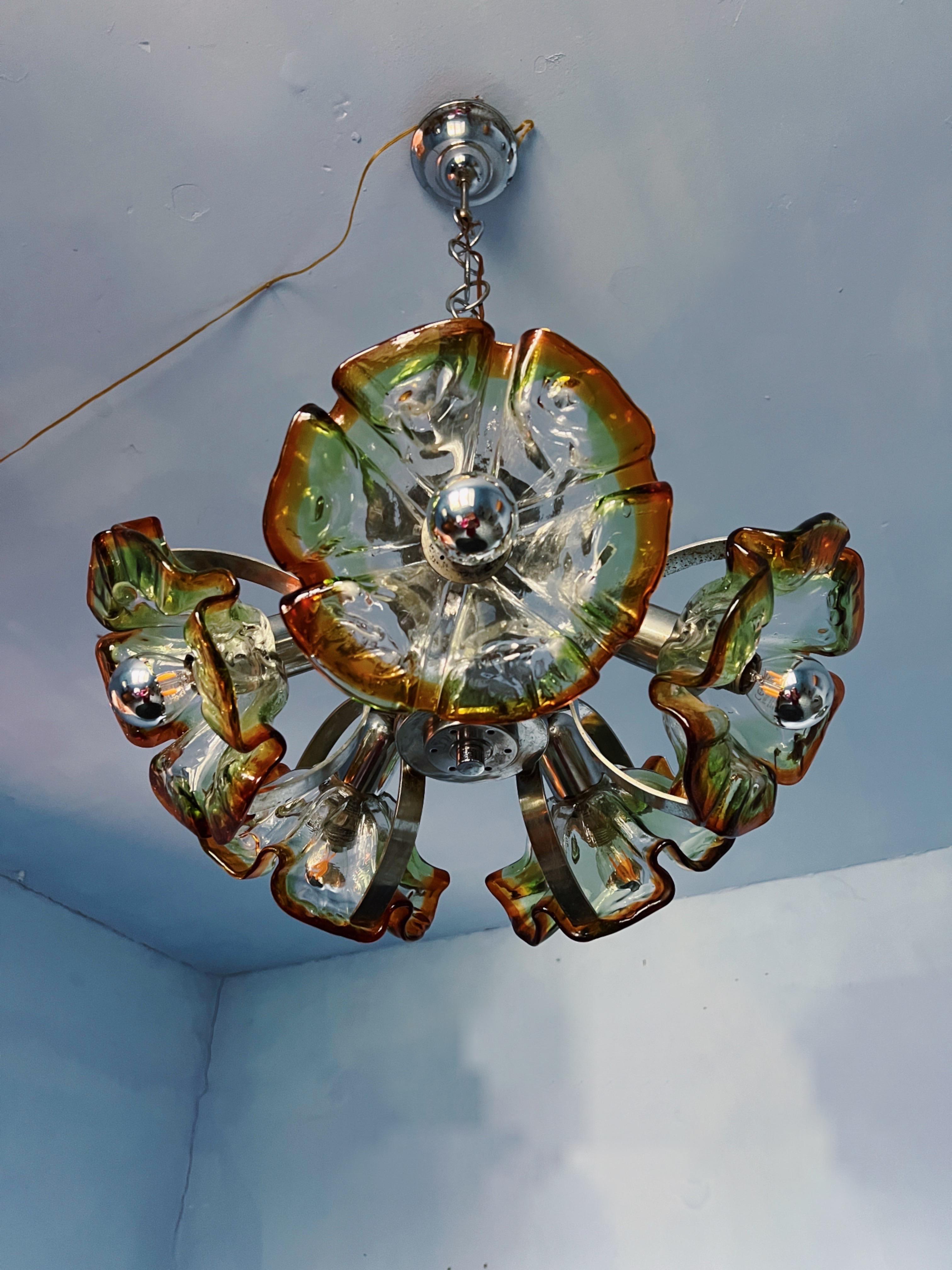 20th Century Mid-century modern ceiling light, designed by Carlo Nason for Mazzega For Sale