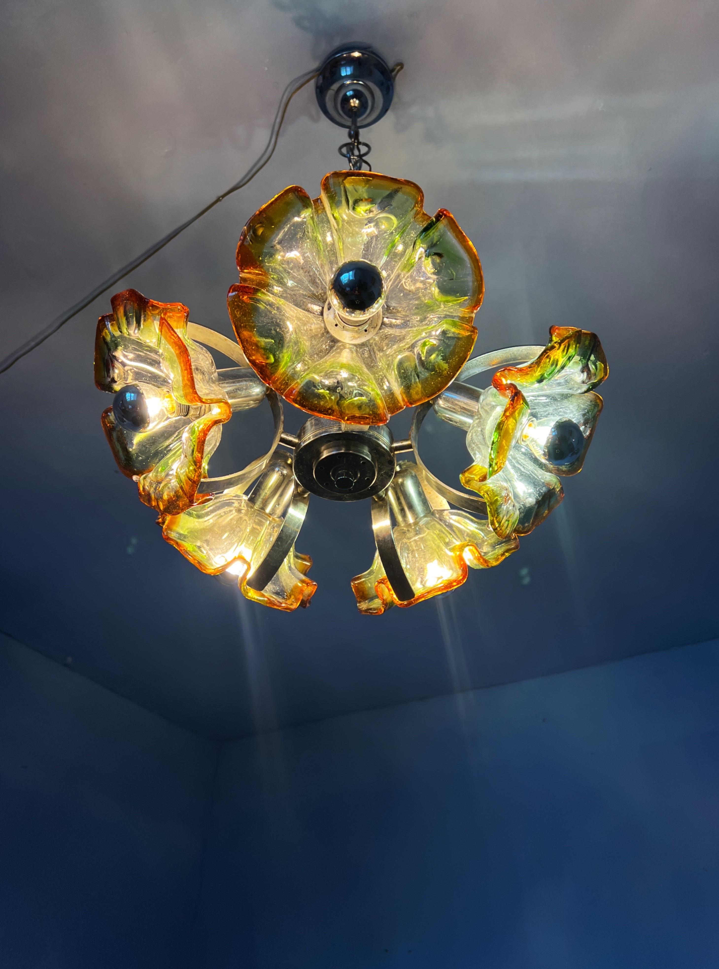 Metal Mid-century modern ceiling light, designed by Carlo Nason for Mazzega For Sale