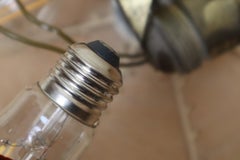 Moderne Deckenleuchte aus der Mitte des Jahrhunderts aus Bast und natürlichen Materialien