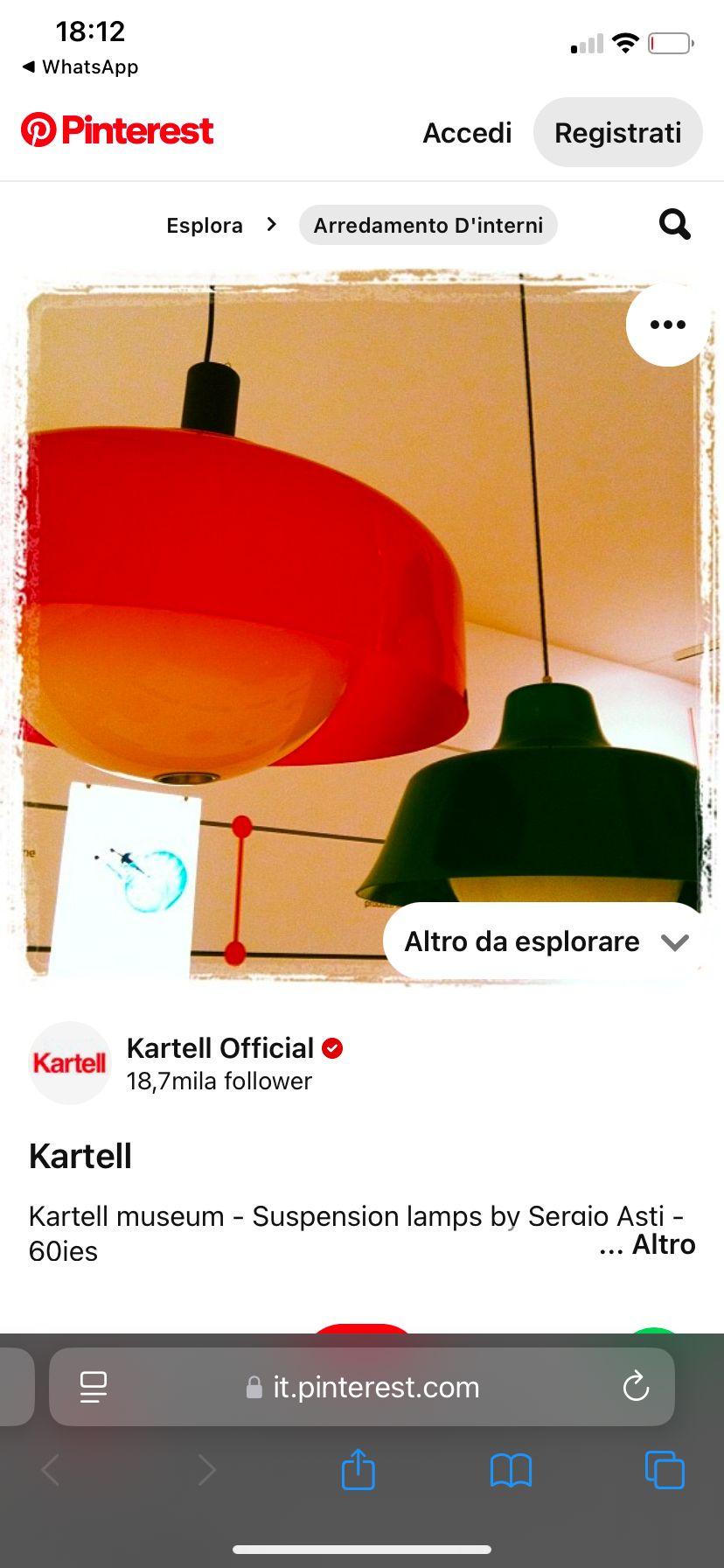 Plafoniera del Mid Century Modern Sergio Asti per Kartell, Italia '60 in vendita 8