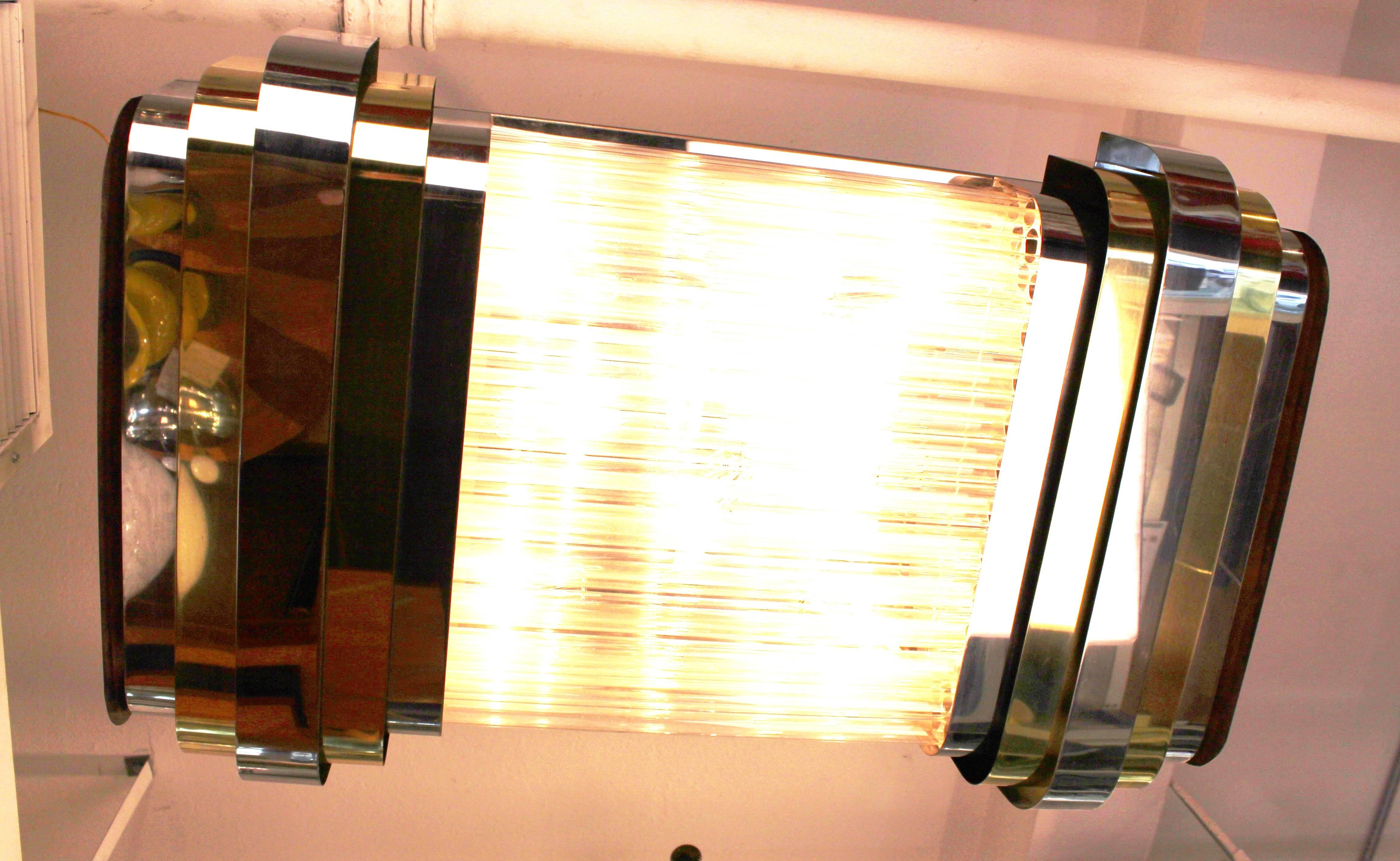 Sciolari Style Brass and Chrome Chandelier 3