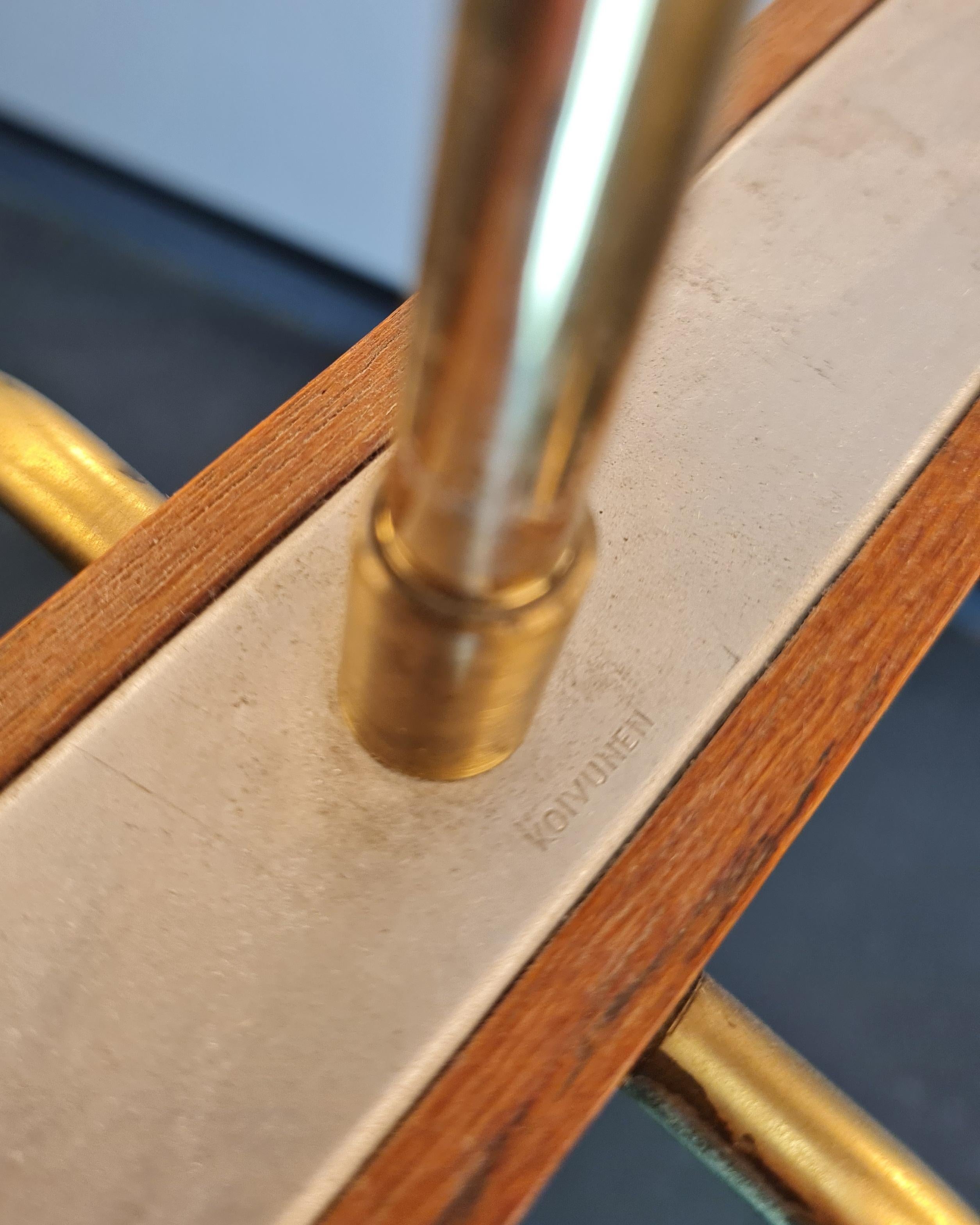 Mid-Century Modern Ceiling Pendant in Brass, Glass and Teak, Aris Finland 1960s For Sale 6