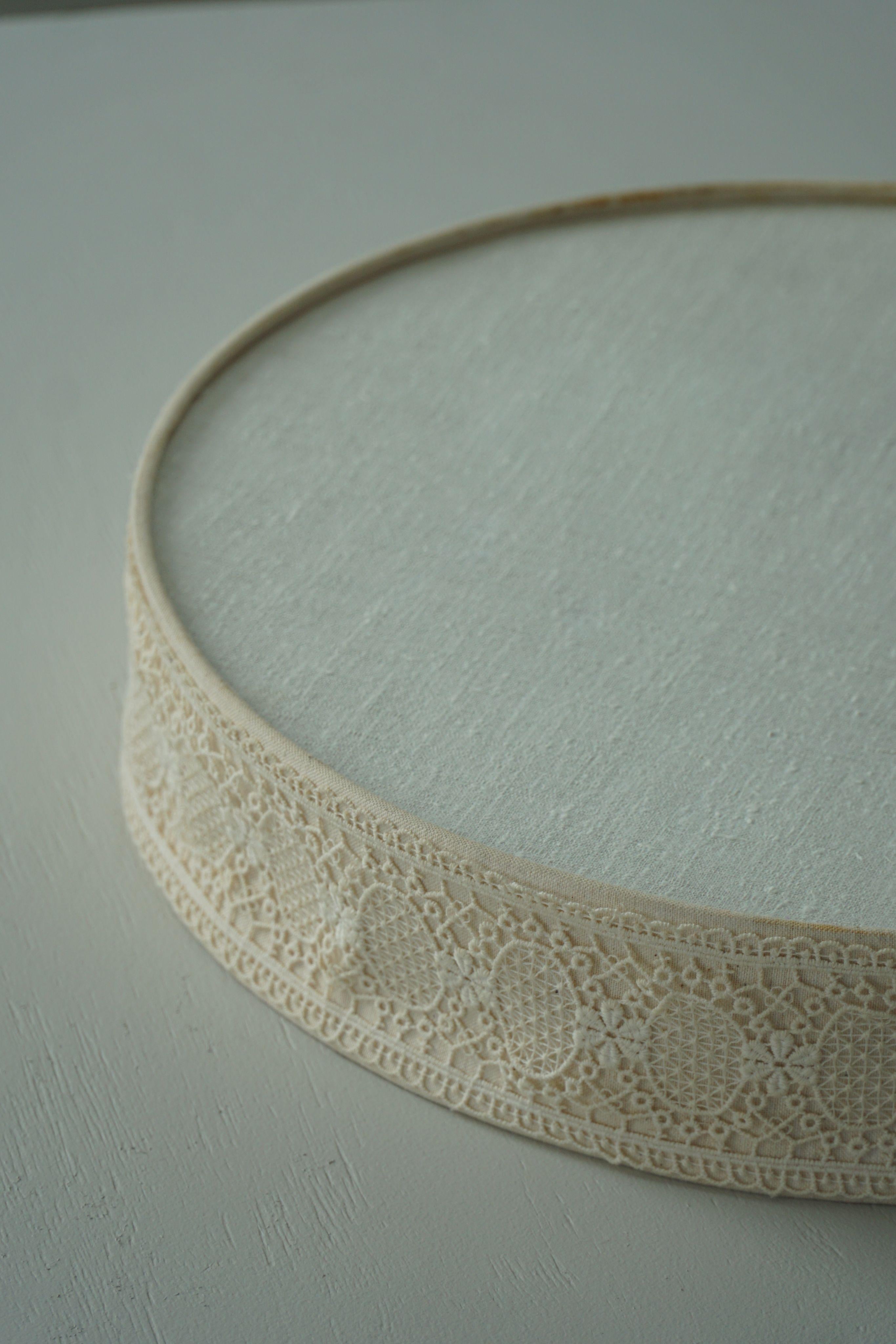 Mid Century Modern Ceiling / Wall Sconce in Linen and Lace, Sweden, 1950s For Sale 6