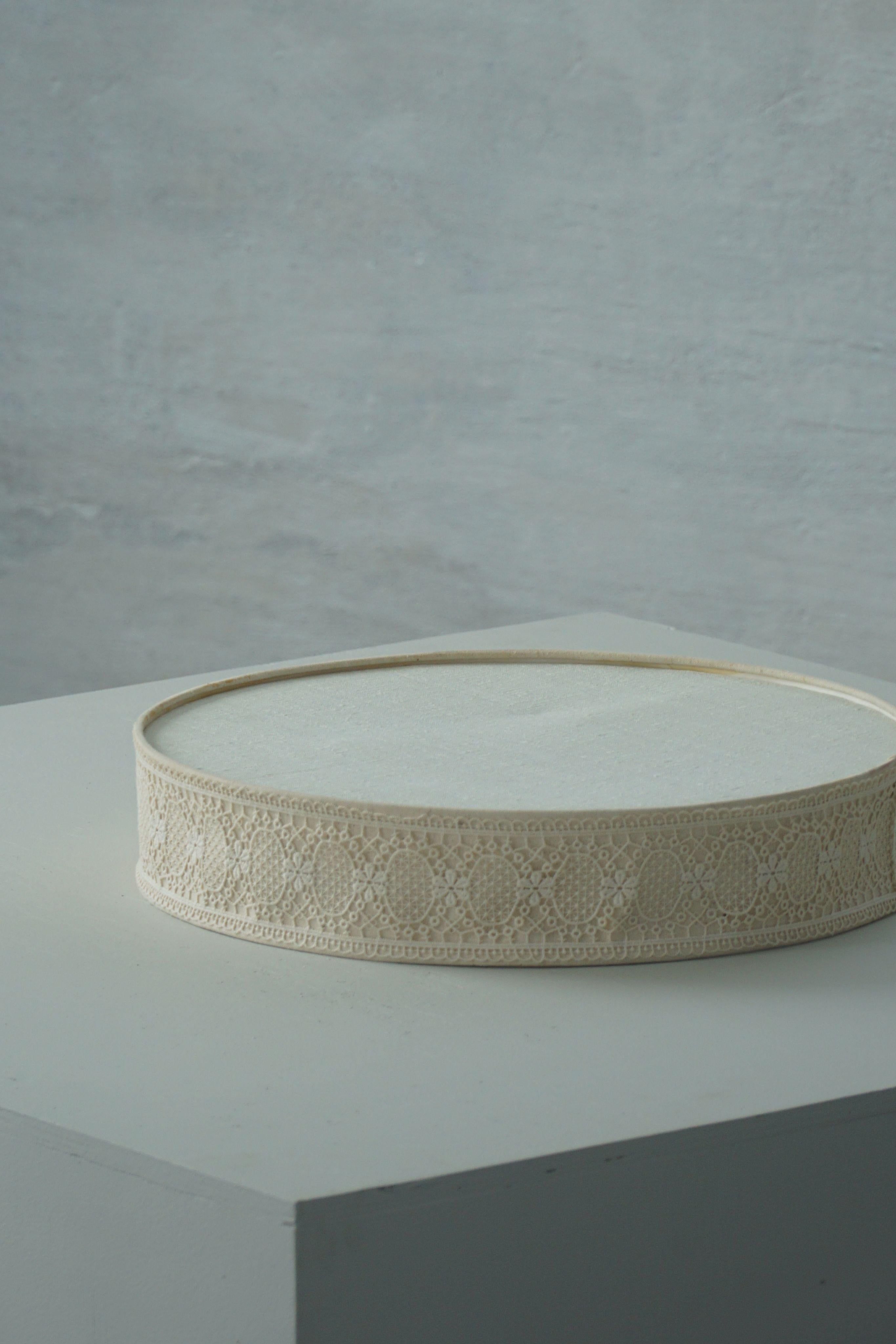 Mid Century Modern Ceiling / Wall Sconce in Linen and Lace, Sweden, 1950s For Sale 9