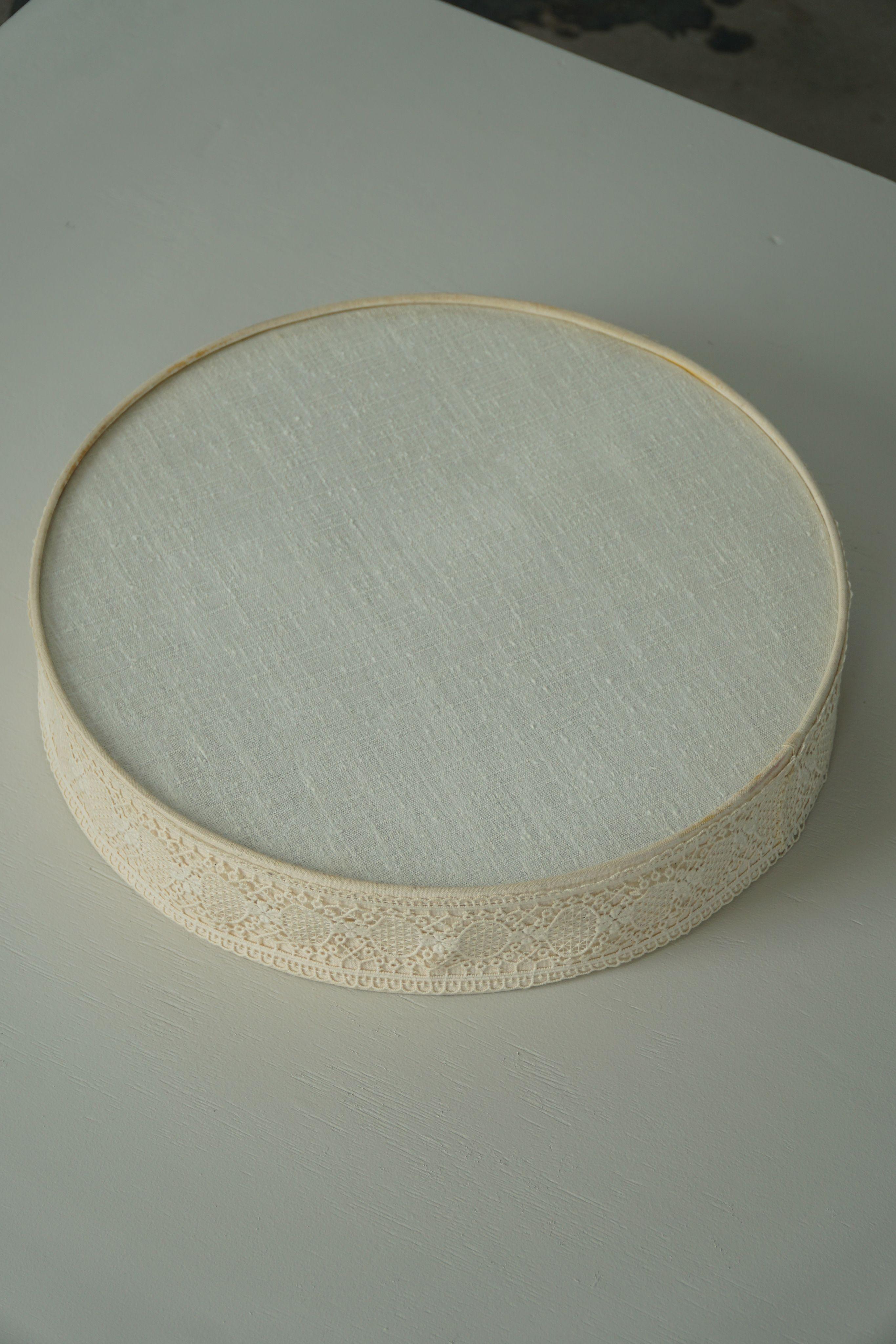 Scandinavian Modern Mid Century Modern Ceiling / Wall Sconce in Linen and Lace, Sweden, 1950s For Sale