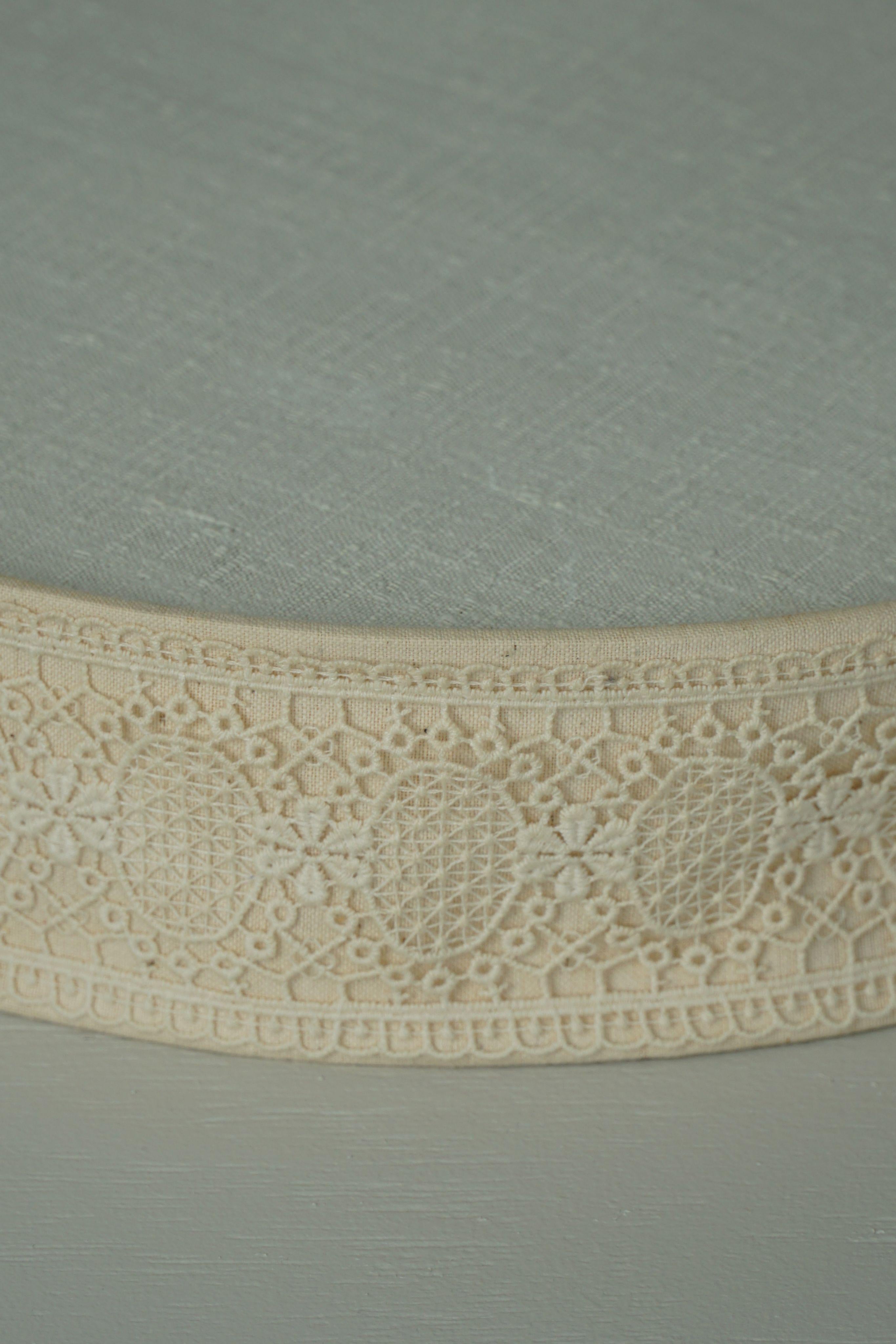 20th Century Mid Century Modern Ceiling / Wall Sconce in Linen and Lace, Sweden, 1950s For Sale
