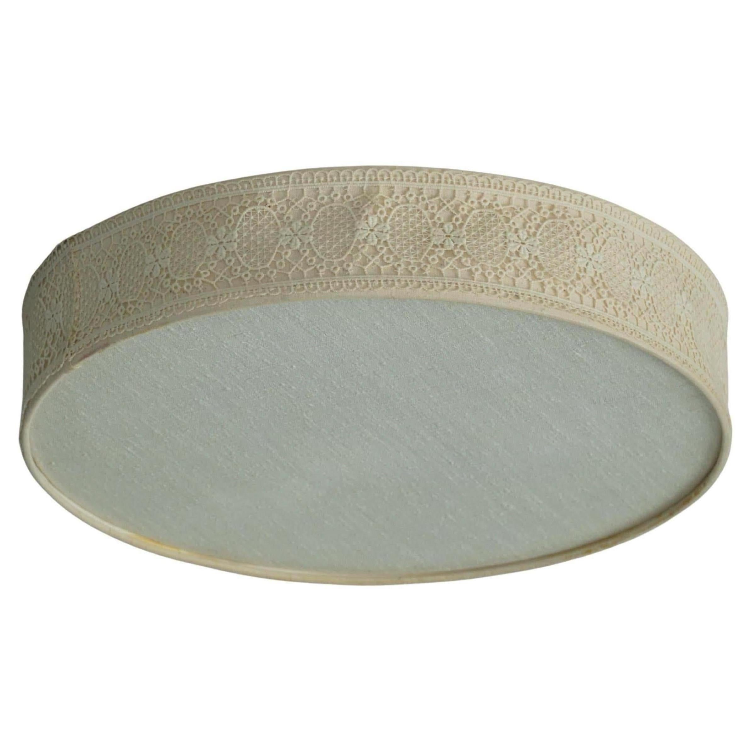 Mid Century Modern Ceiling / Wall Sconce in Linen and Lace, Sweden, 1950s