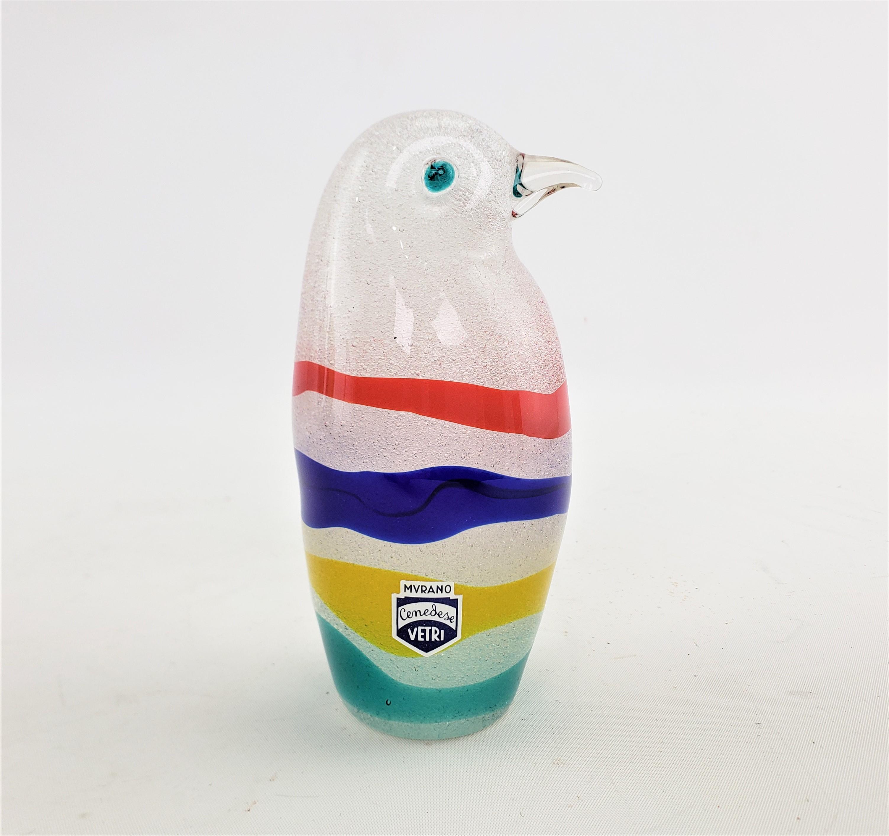 Italian Mid-Century Modern Cenedese Vetri Murano Art Glass Penguin Sculpture For Sale