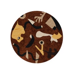 Mid-Century Modern Center Coffee Table Abstract Figures Walnut Wood Marquetry