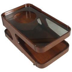 Mid-Century Modern Center Coffee Table, Bar Cart, Afra & Tobia Scarpa Attributed
