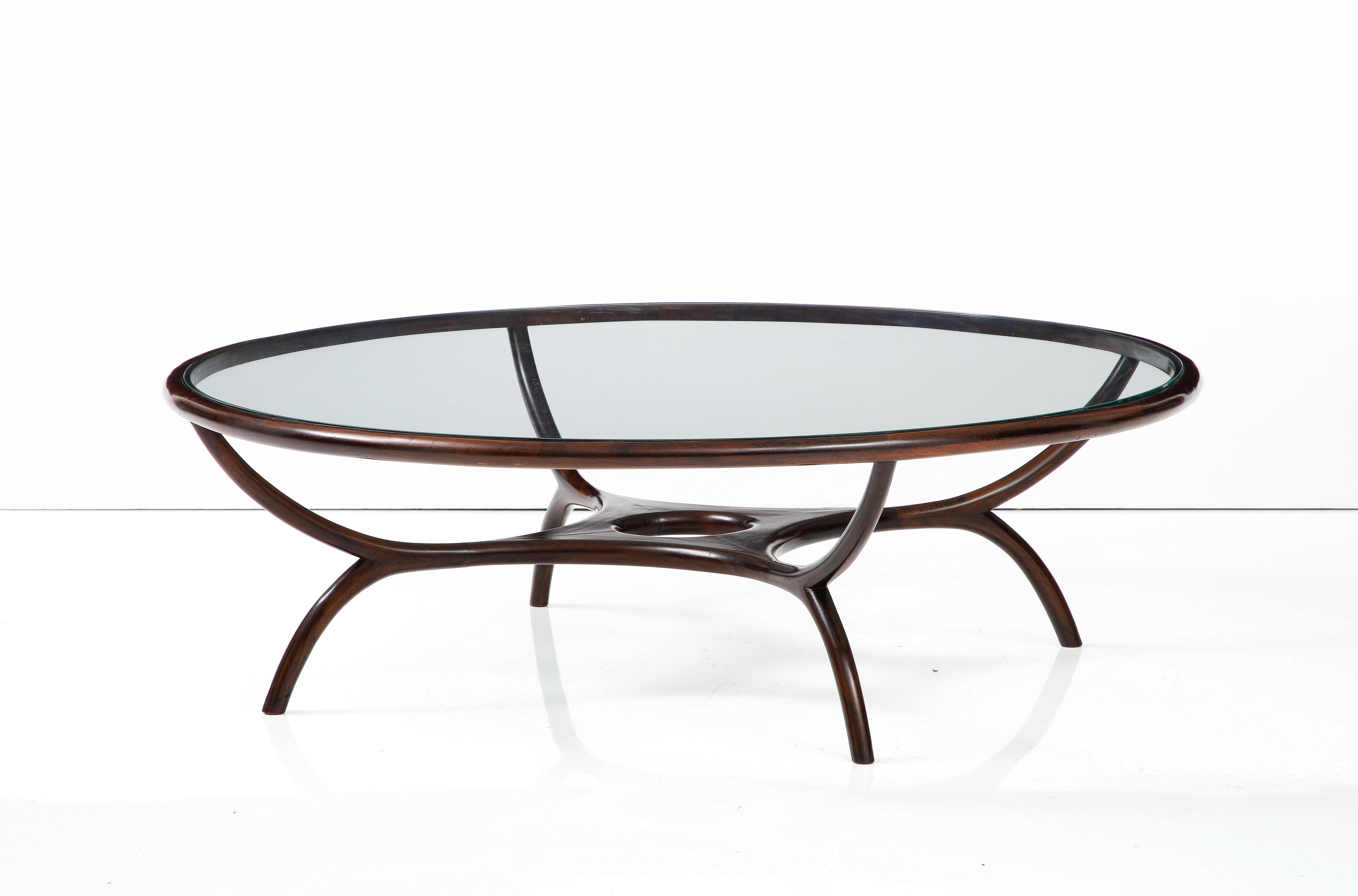 Glass Mid-Century Modern Center Table by Giuseppe Scapinelli, Brazil, 1960s