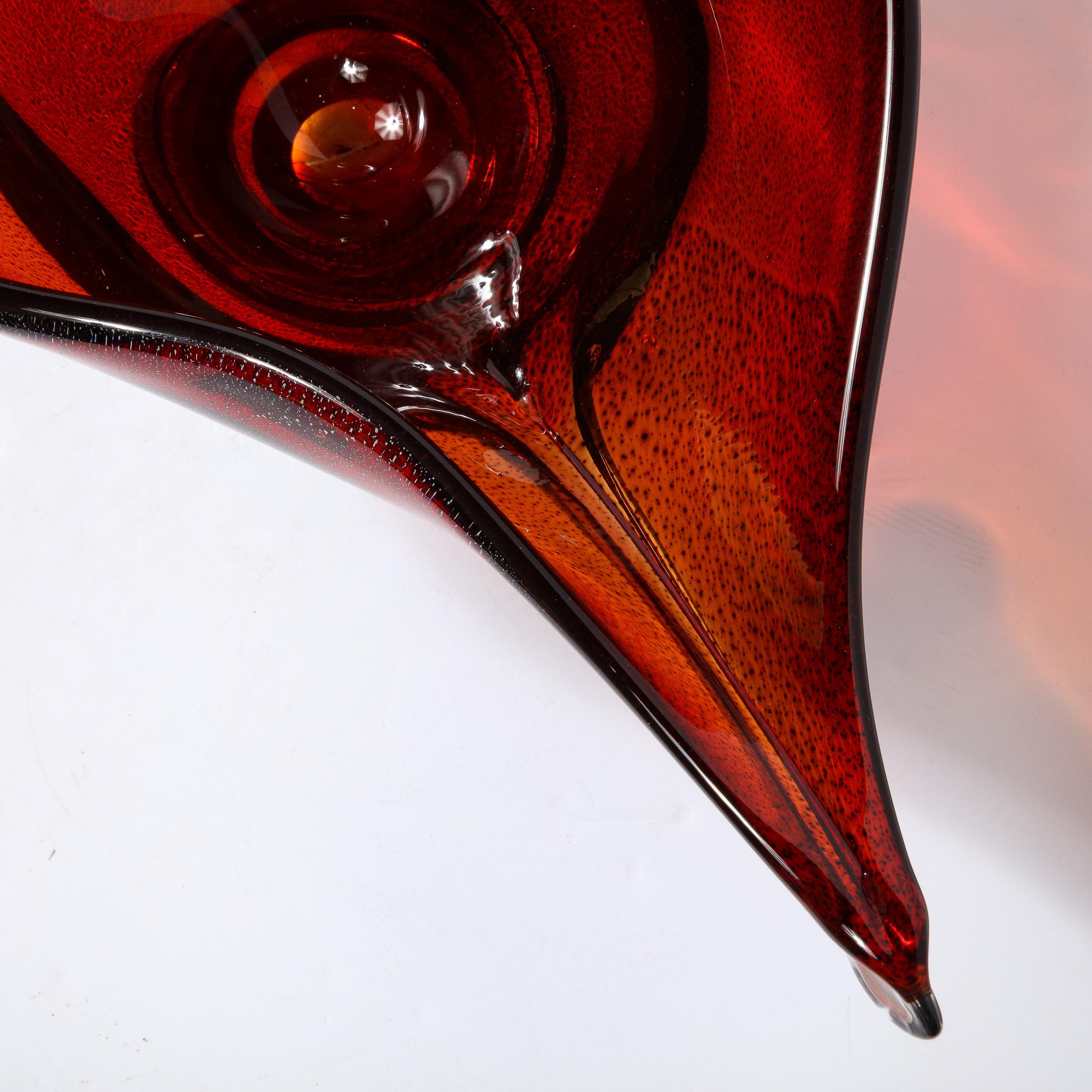 Mid-Century Modern Centerpiece Bowl in Smoked Ruby Hand-Blown Murano Glass 5