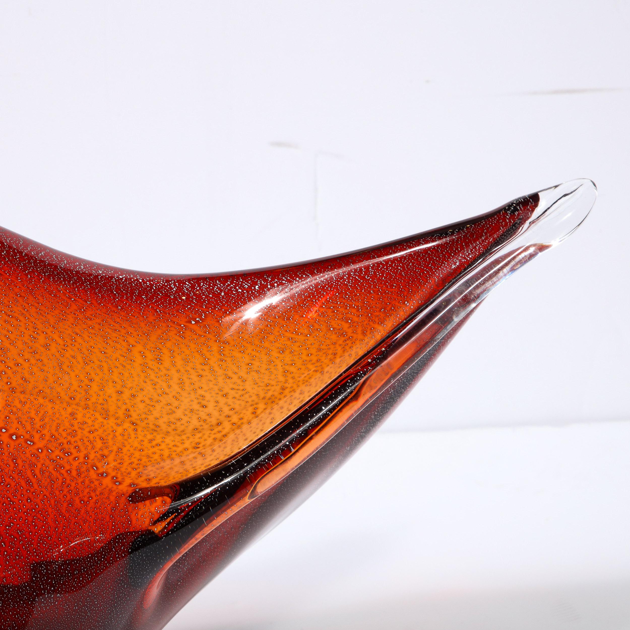 Mid-Century Modern Centerpiece Bowl in Smoked Ruby Hand-Blown Murano Glass 8